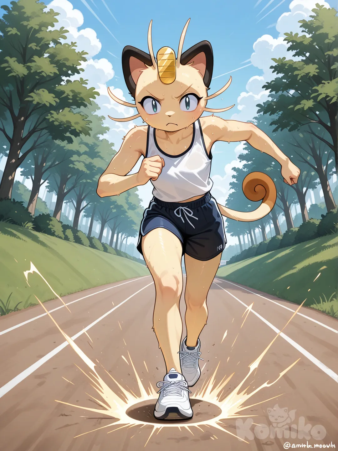 Anthro meowth, sportswear, running