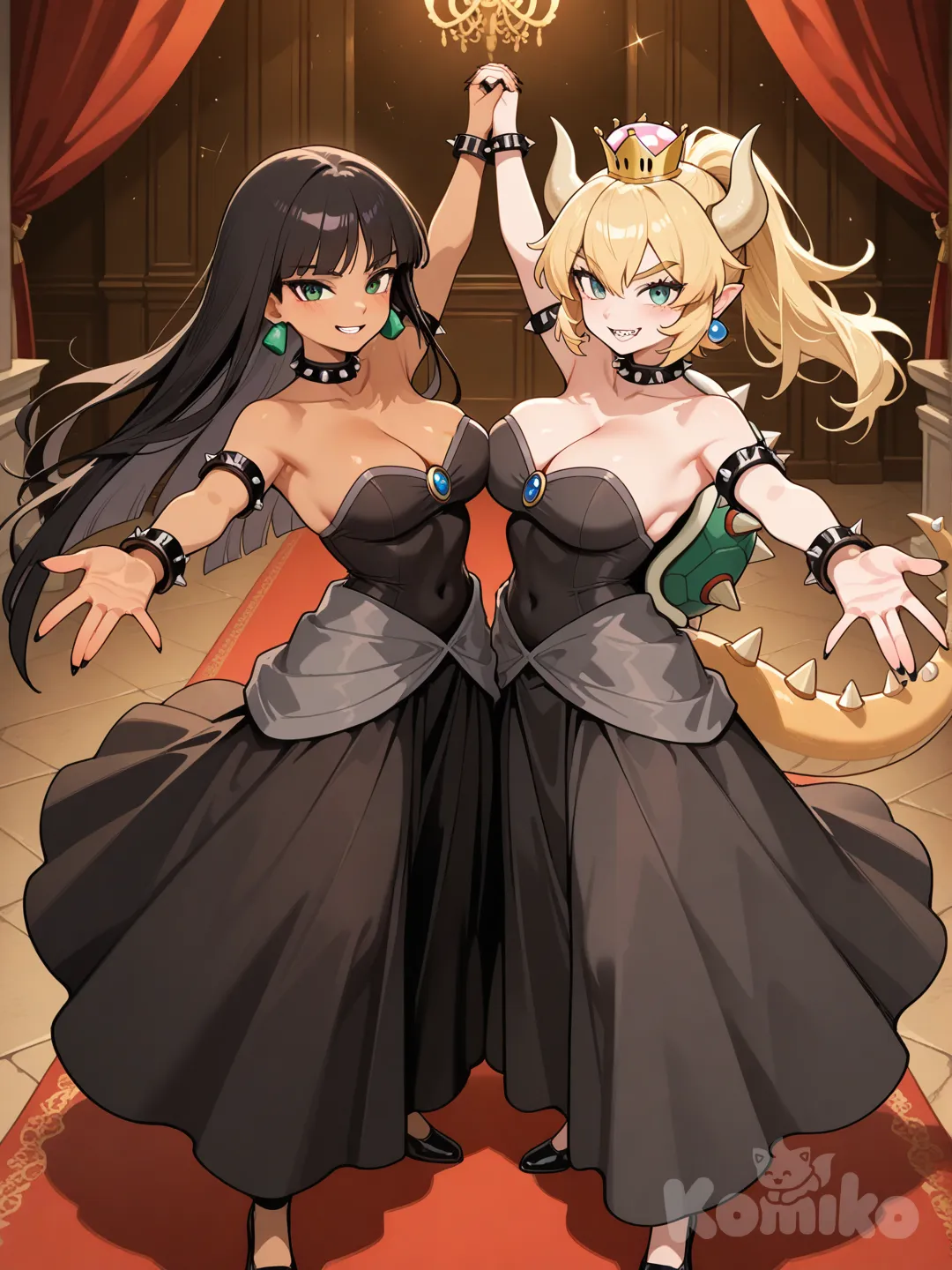 chel morena, el dorado, ojos verdes, junto a @Bowsette, dancing