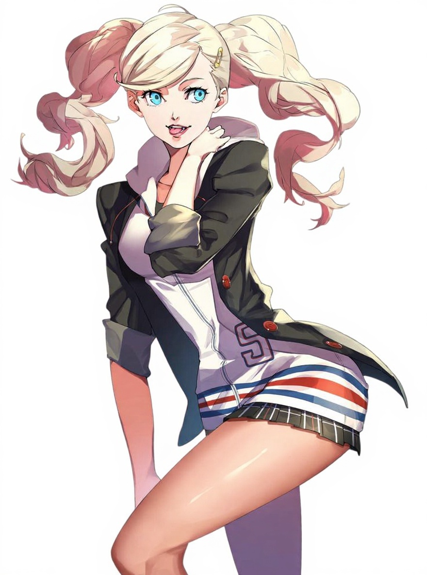 1girl, realistic, teenager, slim, blonde hair, twintails, blue eyes, fair skin, school uniform, single character, full body, looking at viewer, simple background, white background