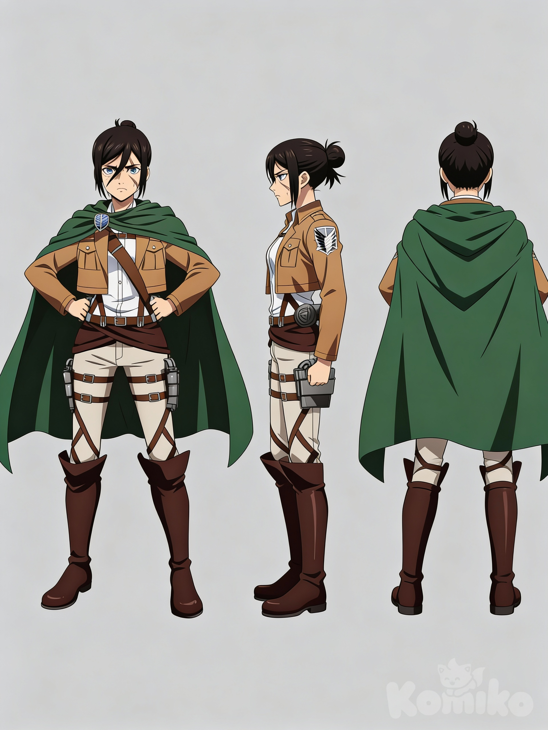 @verena-CucG, attack on titan, character reference, reference sheet, green cape