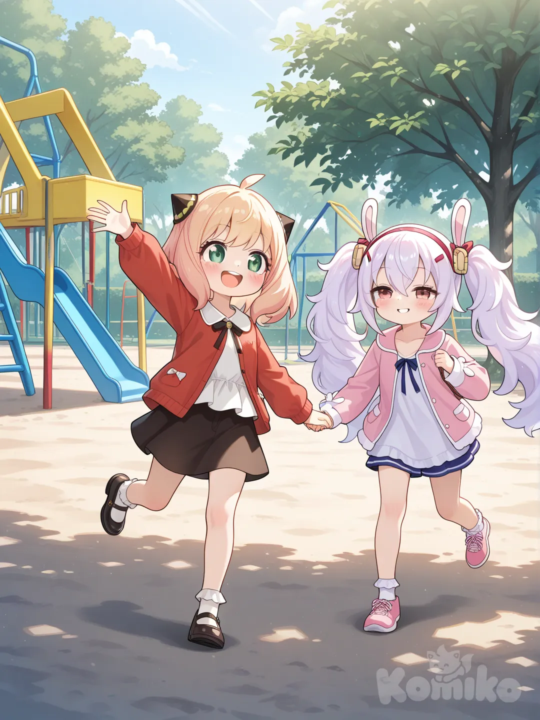 @Anya_(Spy_X_Family), @Laffey_(Azur_Lane) They are playing in the playground.