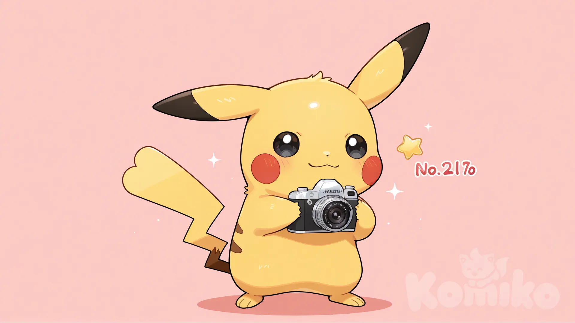 皮卡丘拿着相机