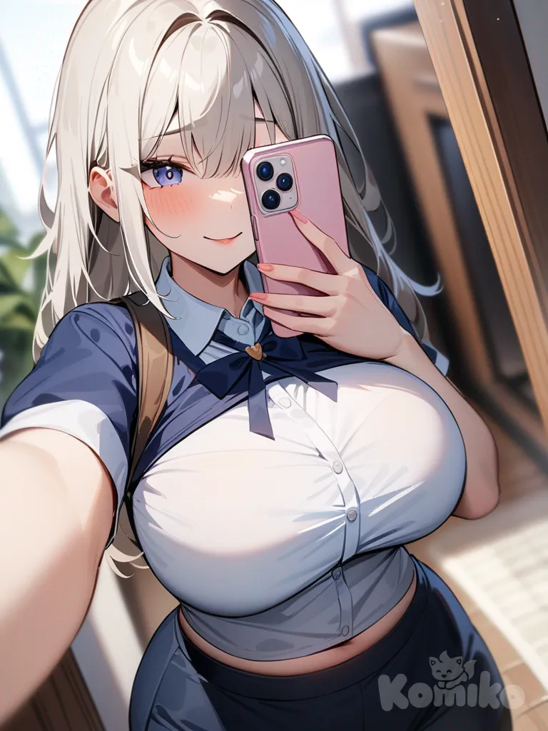 waifu, 1girl, sexy, tetona, nalgona traje de escuela, selfie