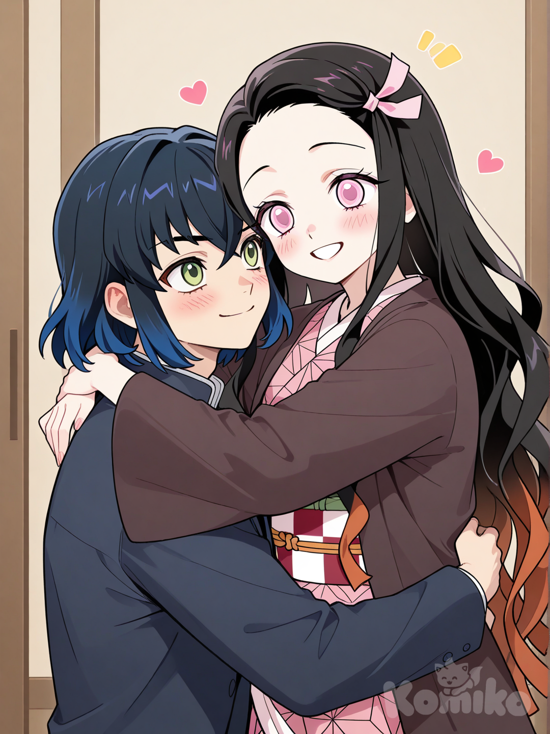 They are best friends and they are hugging in a cute way 