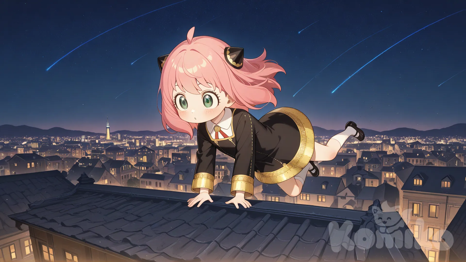 @Anya_(Spy_X_Family), jumping from rooftop