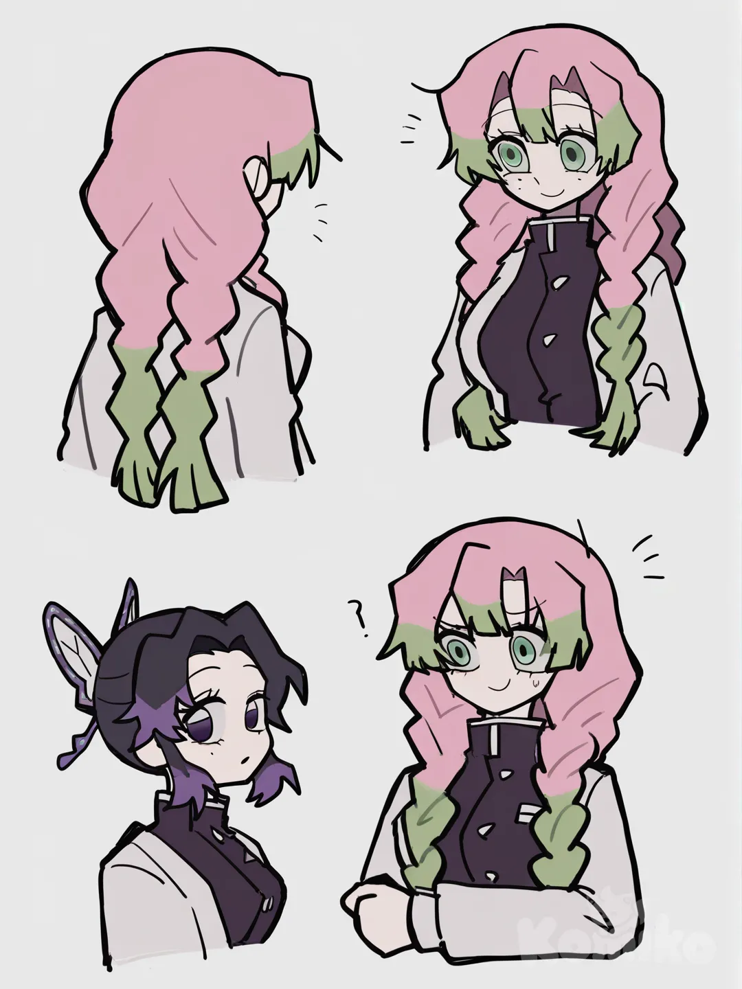 kimetsu no yaiba, Shinobu and MItsuri
, [pop-sketch-style]