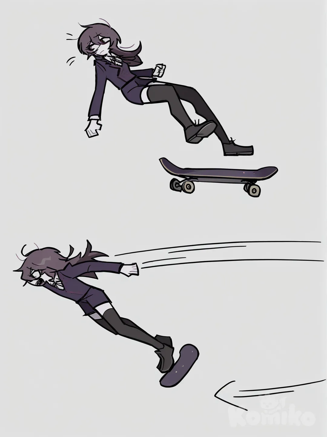 dynamic pose, [pop-sketch-style], skateboard