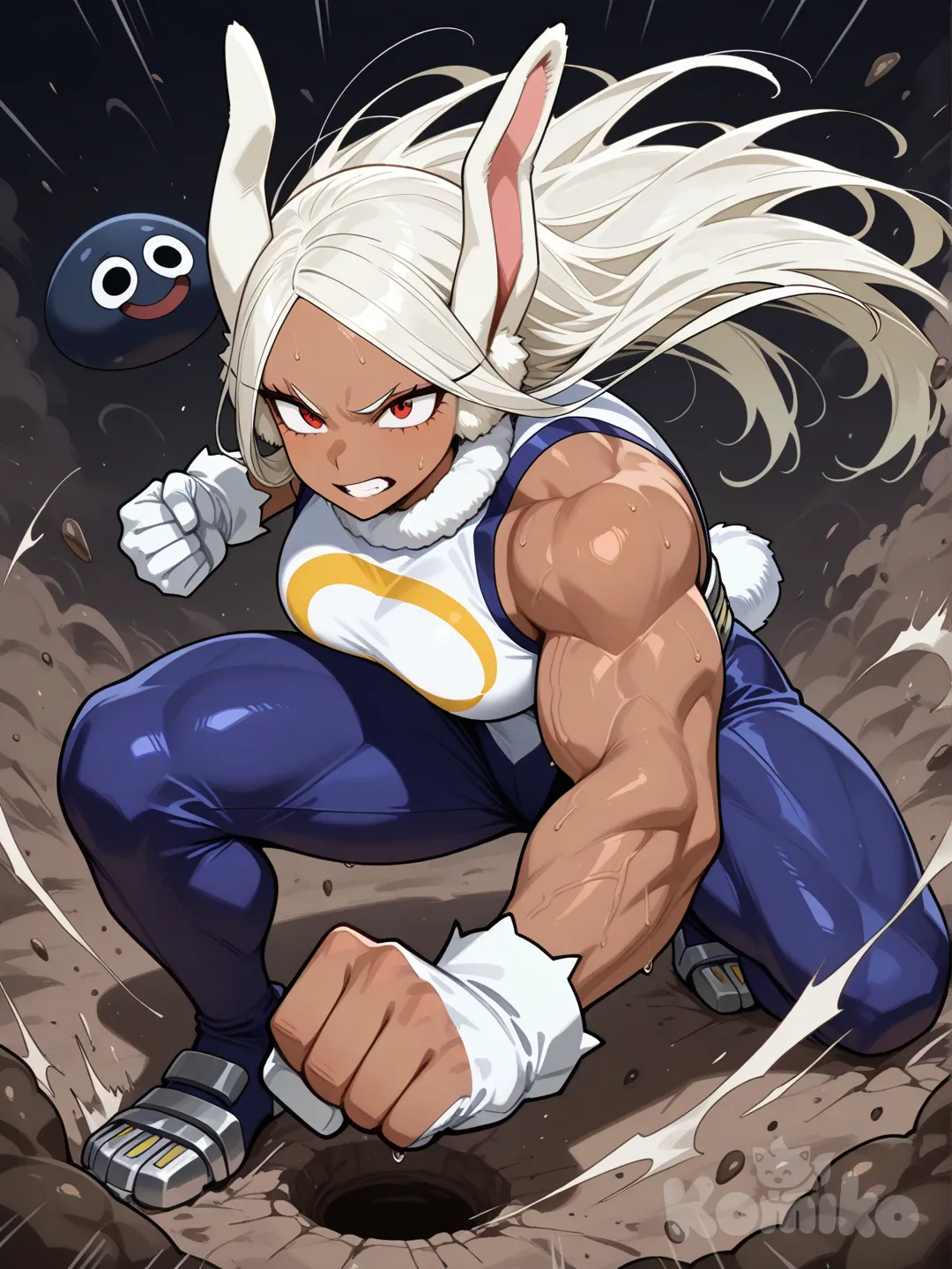 @Mirko fighting a sludge monster then she punches a hole in its head