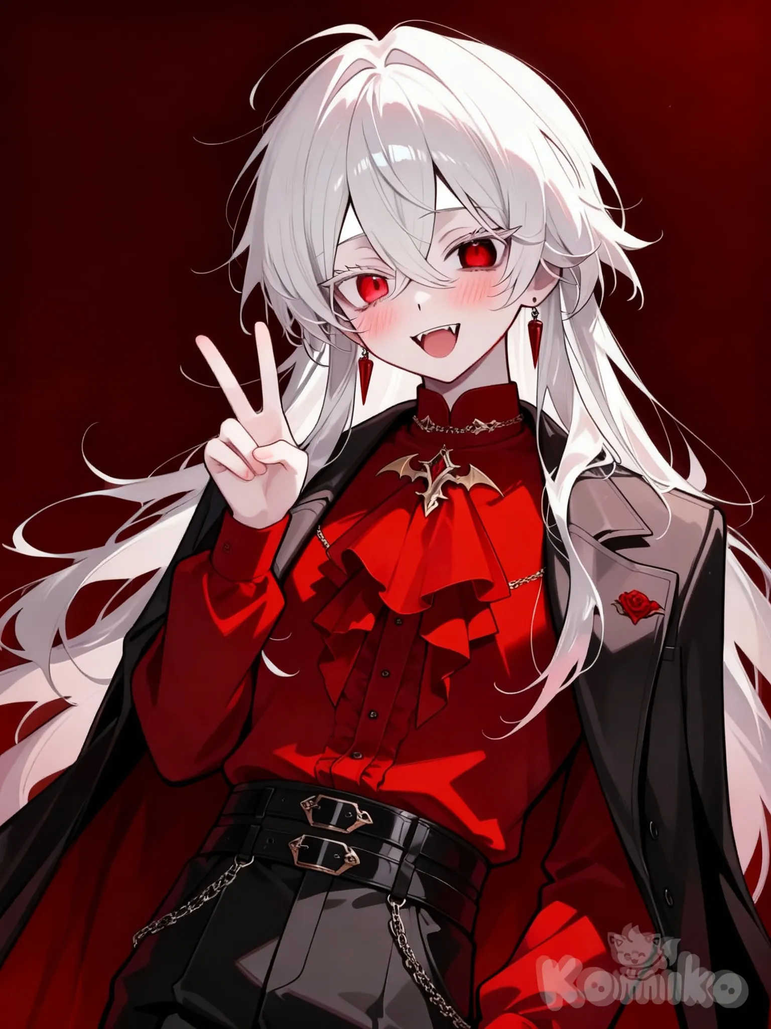 @himeno-DIp9, v sign, blush, looking at viewer