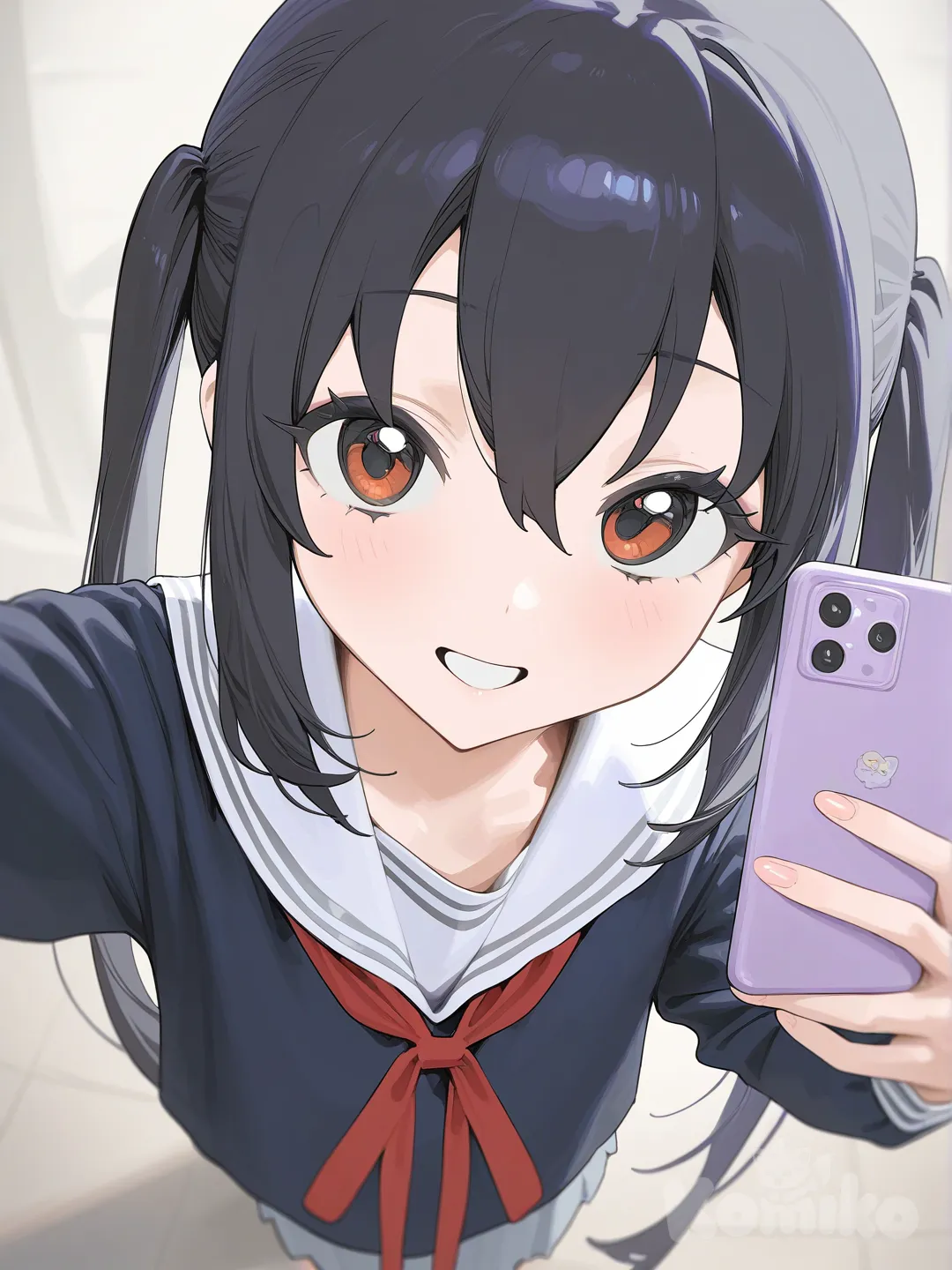 @Nakano_Azusa, [vibrant-anime-style], selfie