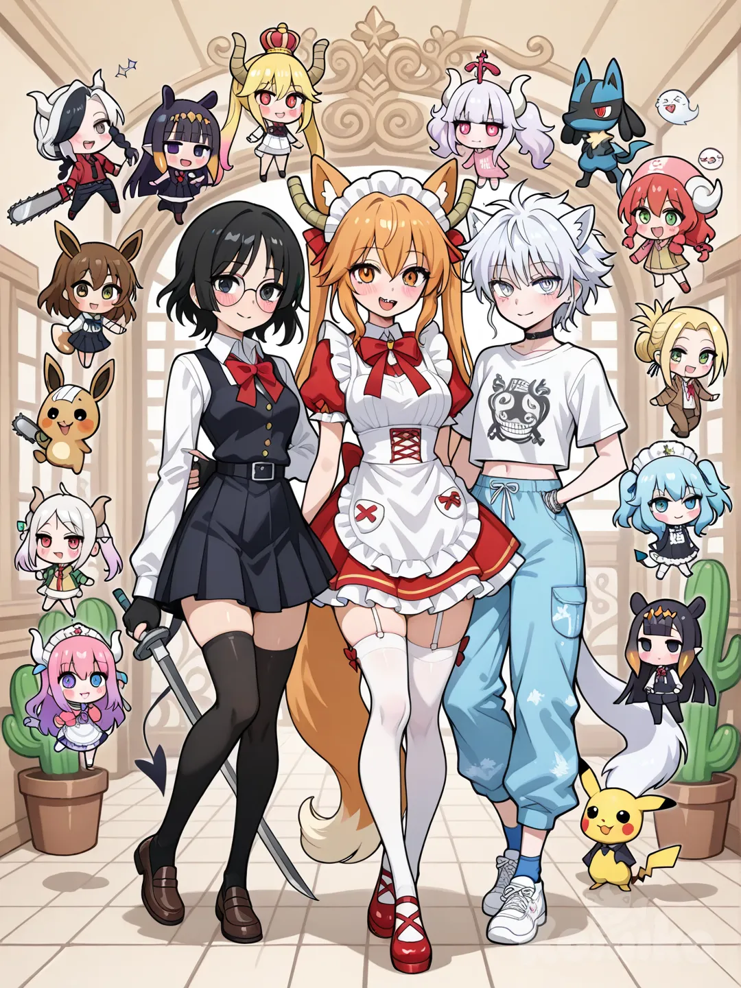 @Paimon_(Genshin_Impact), @Zoey, @Niffty, @Kochou_Shinobu, @Toga_Himiko, @Asui_Tsuyu, @Souryuu_Asuka_Langley, @Acerola_(Pokemon), @Glaceon, @Snivy, @Lopunny, @Lucario, @Riolu, @Eevee, @Pikachu, @Mimikyu, @Hisuian_Zorua, @Scorbunny, @Pichu, @Sylveon, @Gojou_Satoru, @Tony_Tony_Chopper, @Perona, @Yamato_(One_Piece), @Tung_Tung_Tung_Sahur, @Lirili_Larila, @Peni_Parker, @Raven_(Dc), @Harley_Quinn, @Laffey_(Azur_Lane), @Lulu_(League_Of_Legends), @Neeko_(League_Of_Legends), @Kindred_(League_Of_Legends), @Poppy_(League_Of_Legends), @Aerith_Gainsborough, @Cloud_Strife, @Anya_(Spy_X_Family), @Frieren, @Fern_(Sousou_No_Frieren), kasane teto, @Watson_Amelia, @Gawr_Gura_(1St_Costume), @Ninomae_Ina'Nis, @Akemi_Homura, @Mikasa_Ackerman, @Hange_Zoe, @Ymir_(Shingeki_No_Kyojin), @Annie_Leonhart, @Krista_Lenz, @Misa_Amane, @Isabelle_(Animal_Crossing), @Ankha_(Animal_Crossing), @Ken_Takakura, @Momo_Ayase, @Gold_Ship_(Umamusume), @Power_(Chainsaw_Man), @Higashiyama_Kobeni, @Pochita_(Chainsaw_Man), @Himeno_(Chainsaw_Man), @Modeus_(Helltaker), @Zdrada_(Helltaker), @Lucifer_(Helltaker), @Justice_(Helltaker), @Malina_(Helltaker), @Judgement_(Helltaker), @Cerberus_(Helltaker), @Azazel_(Helltaker), @Boo_(Mario), @Princess_King_Boo, @Bowsette, @Ijichi_Seika, @Hiroi_Kikuri, @Yamada_Ryo, @Pa-San, @Ijichi_Nijika, @Gotoh_Hitori, @Kita_Ikuyo, @Neferpitou, @Killua_Zoldyck, @Emperor_Penguin_(Kemono_Friends), @Ilulu_(Maidragon), @Lucoa_(Maidragon), @Kobayashi_(Maidragon), @Kanna_Kamui, @Elma_(Maidragon), @Tohru_(Maidragon), @Maria_Mikhailovna_Kujou, @Alisa_Mikhailovna_Kujou, @Kotobuki_Tsumugi, @Hirasawa_Yui, @Nakano_Azusa, @Akiyama_Mio, @Tainaka_Ritsu, @Creeper, @Alex, @Tsukino_Usagi, @Tatsumaki, @Fubuki_(One-Punch_Man), @Link, @Princess_Zelda, @Eros, @Komiko_Chan