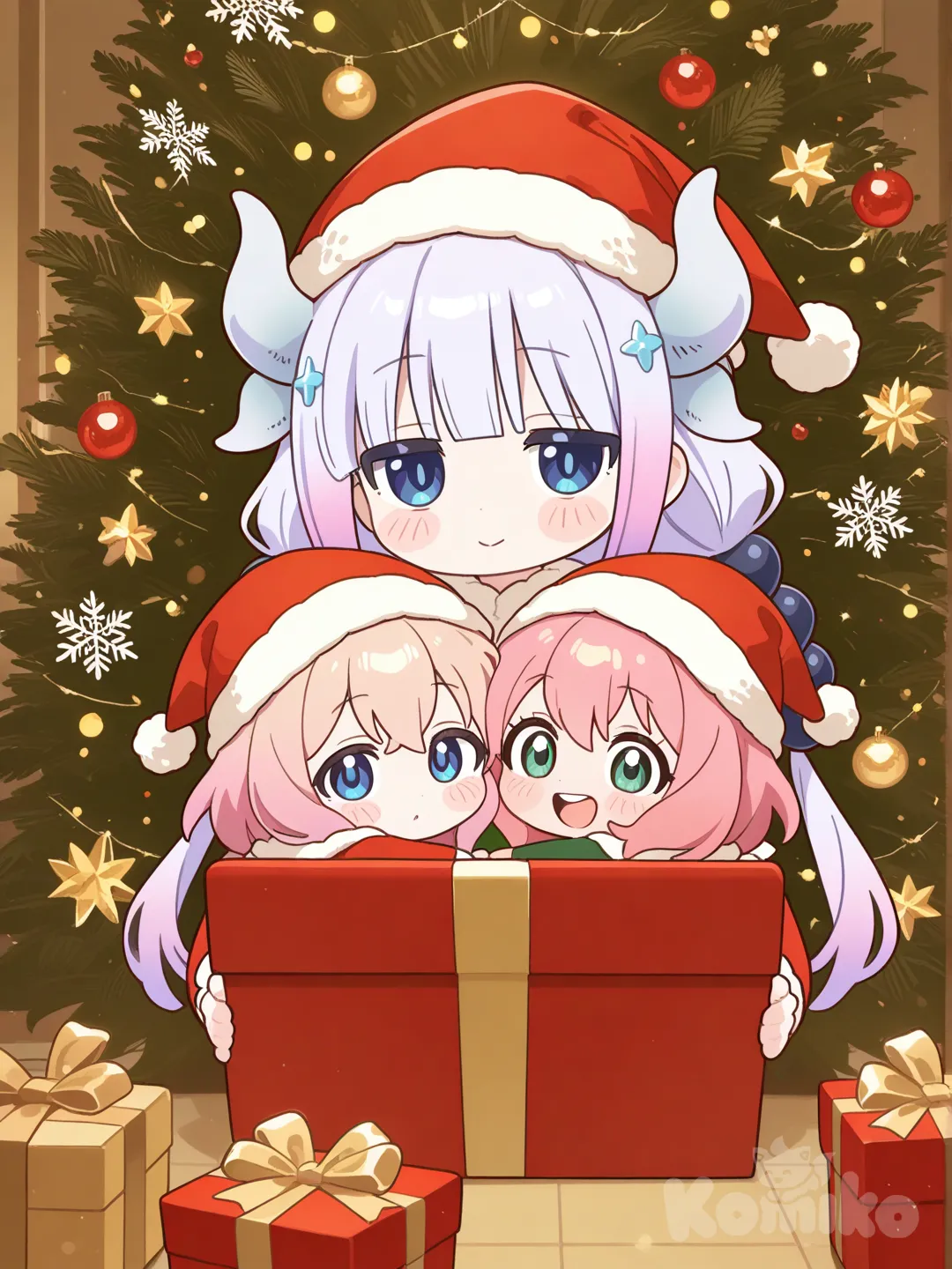 Anya forger, paimon y kanna kamui navidad