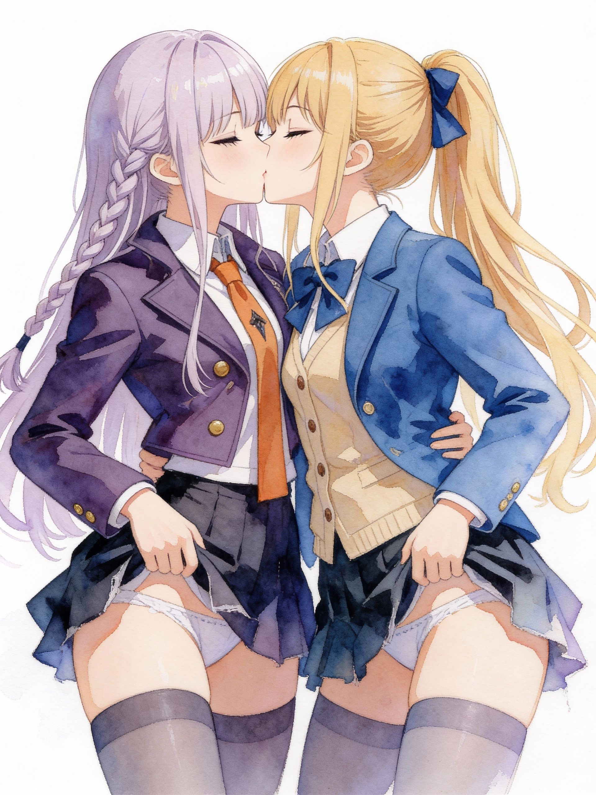@Kirigiri_Kyoko @eris-garcia-EHkK , after sex, miniskirt, panties, @eris-garcia-EHkK, kiss