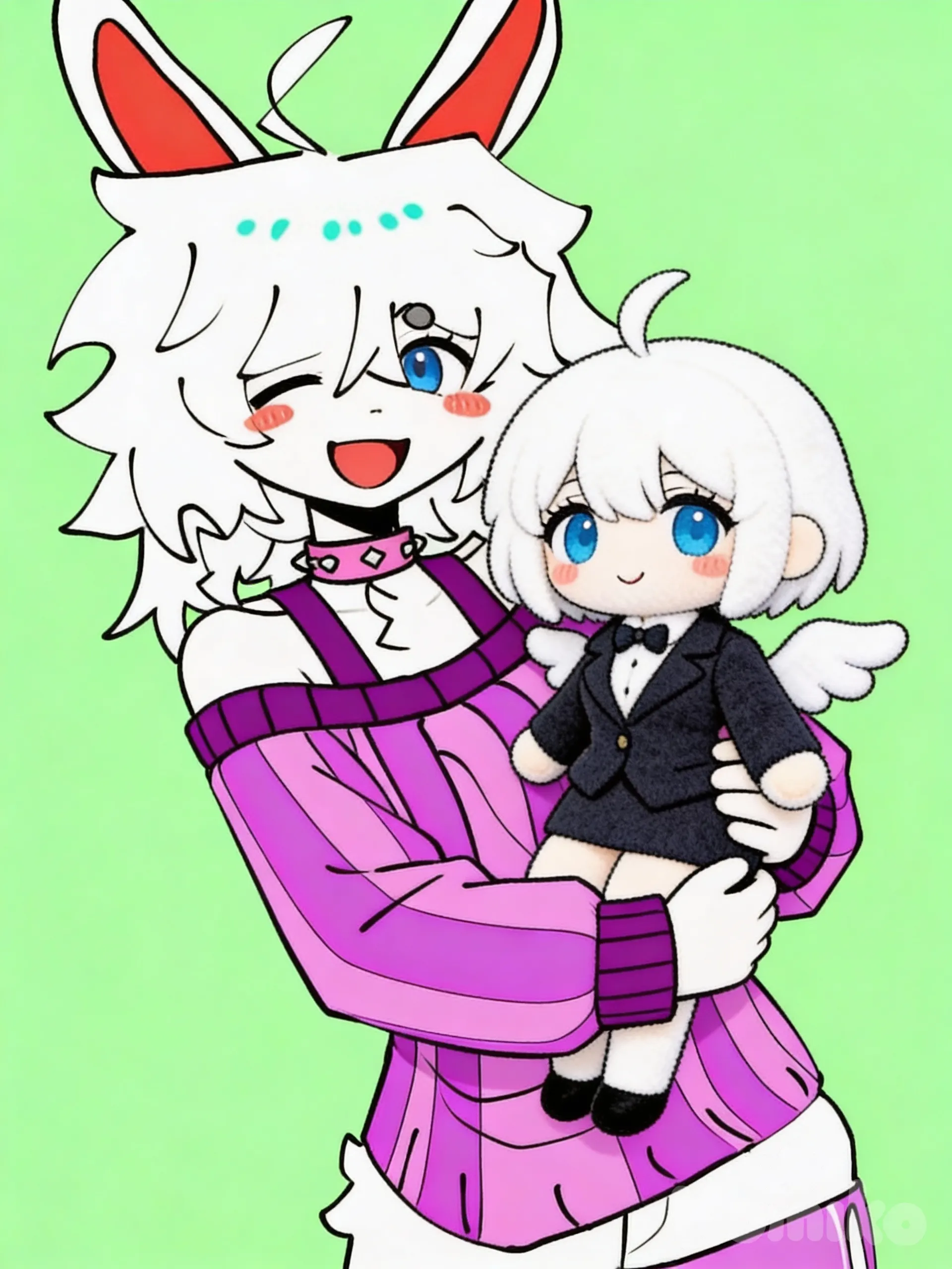 Girl with a angel plushie