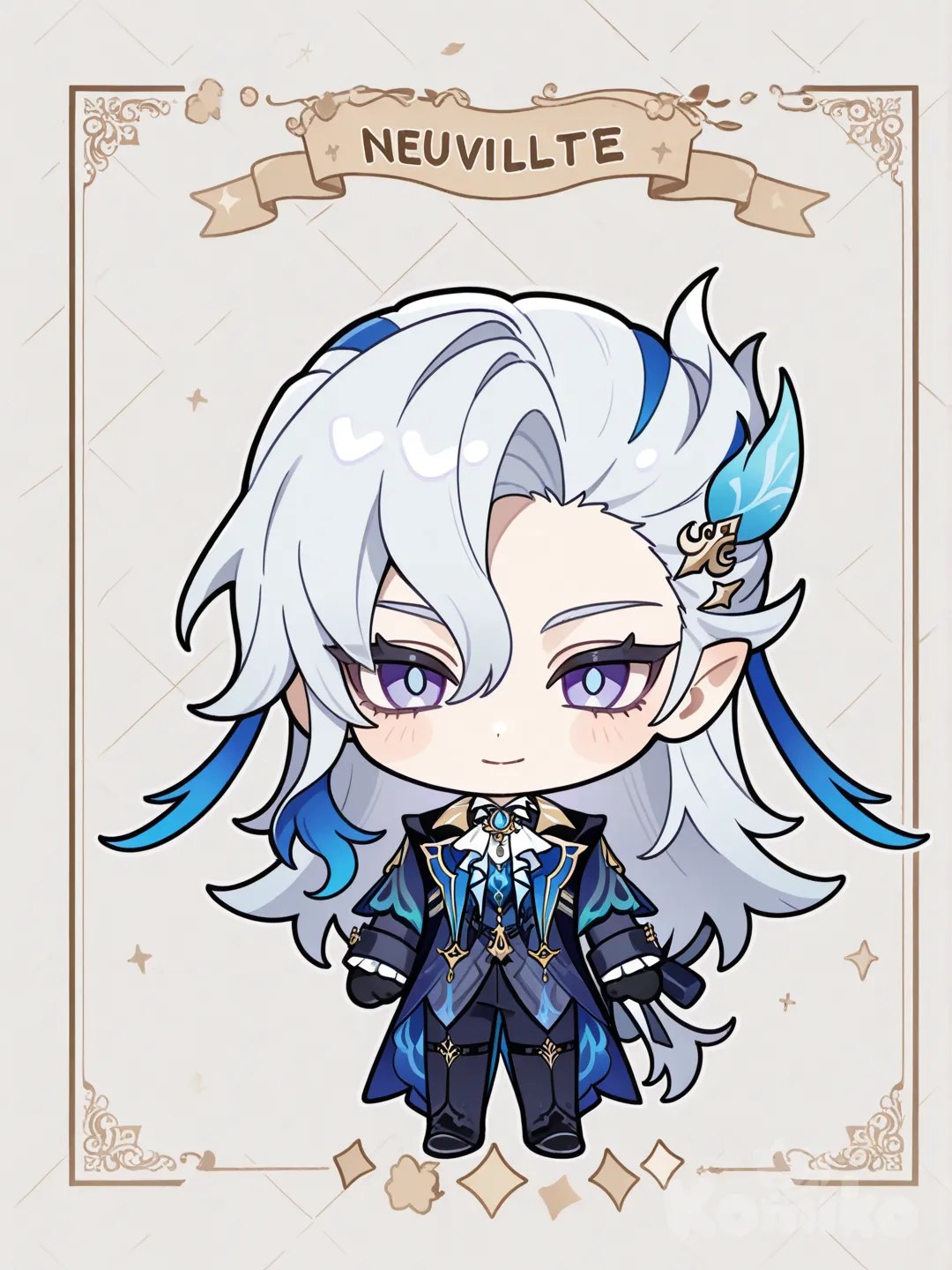 @Neuvillette_(Genshin_Impact), Chibi, wallpaper (object)