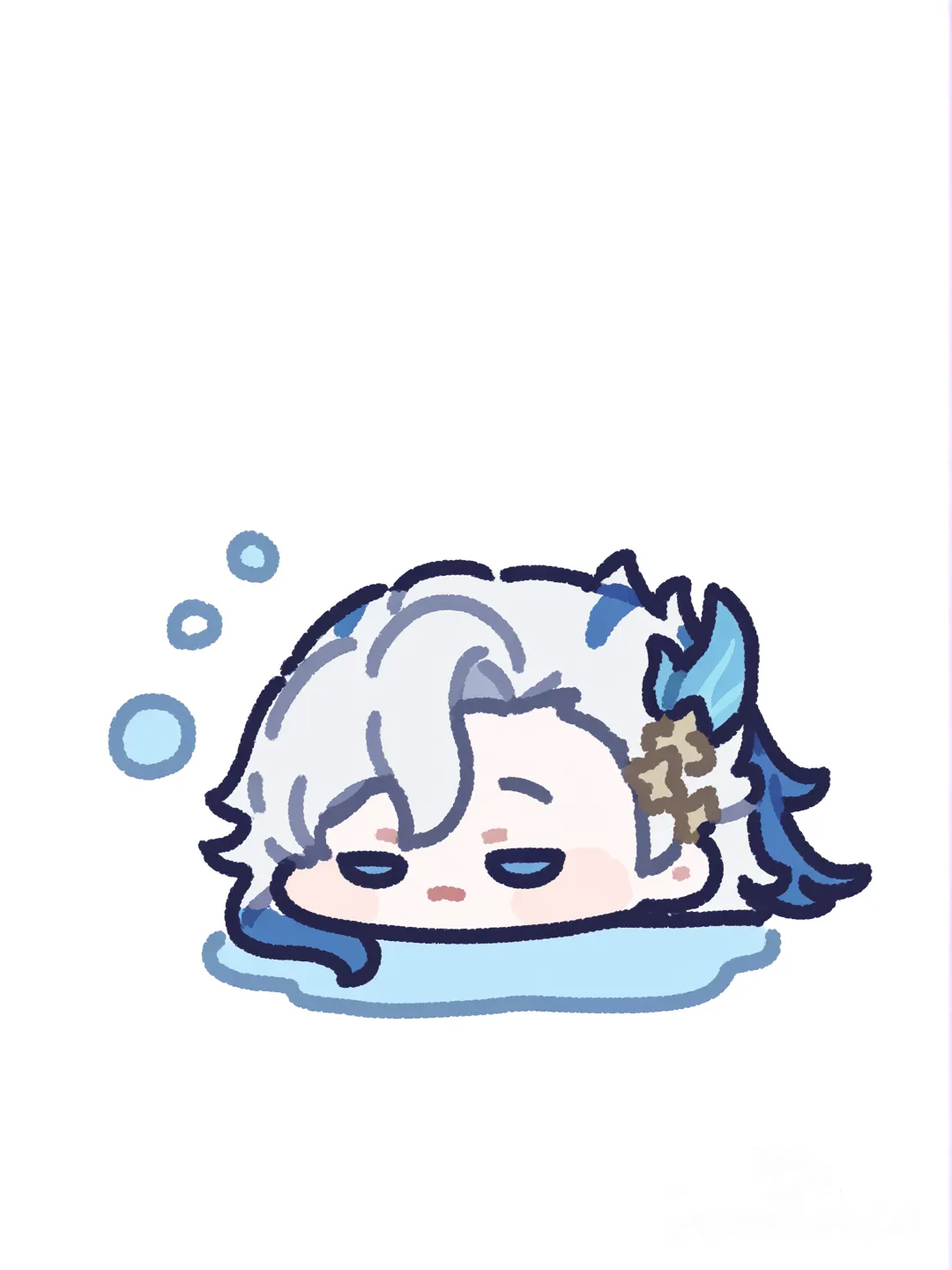 Neuvillette_(Genshin_Impact), Chibi, for mobile wallpaper, underwater, freediving, [chibi-sticker-style]