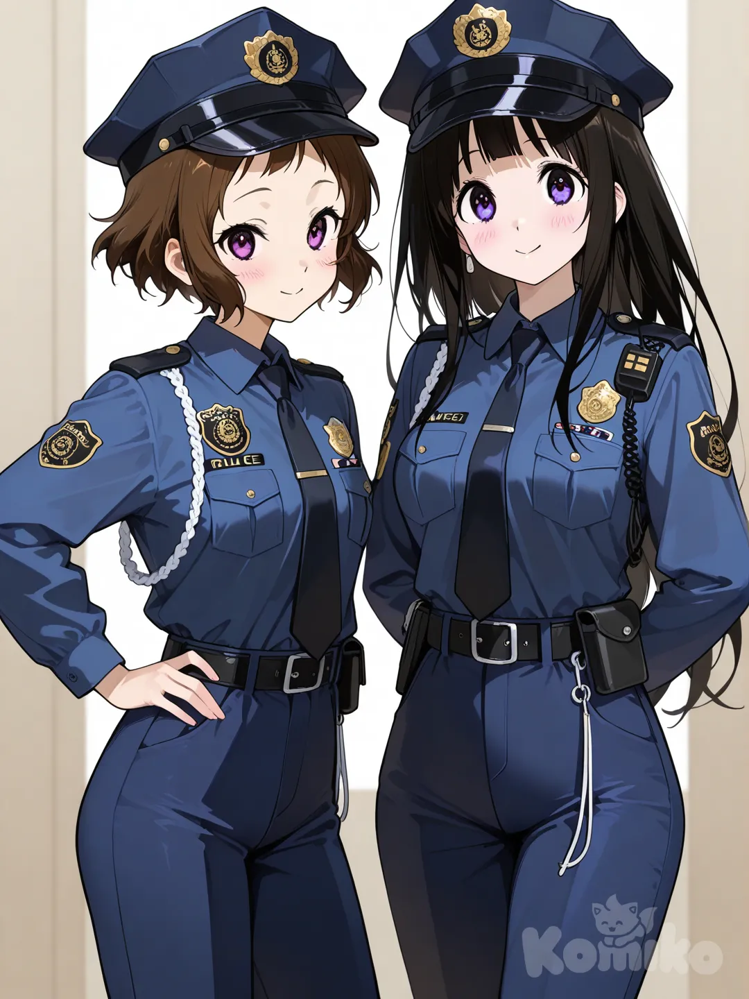Chitanda Eru and Ibara Mayaka from Hyouka, both as police, police, cute