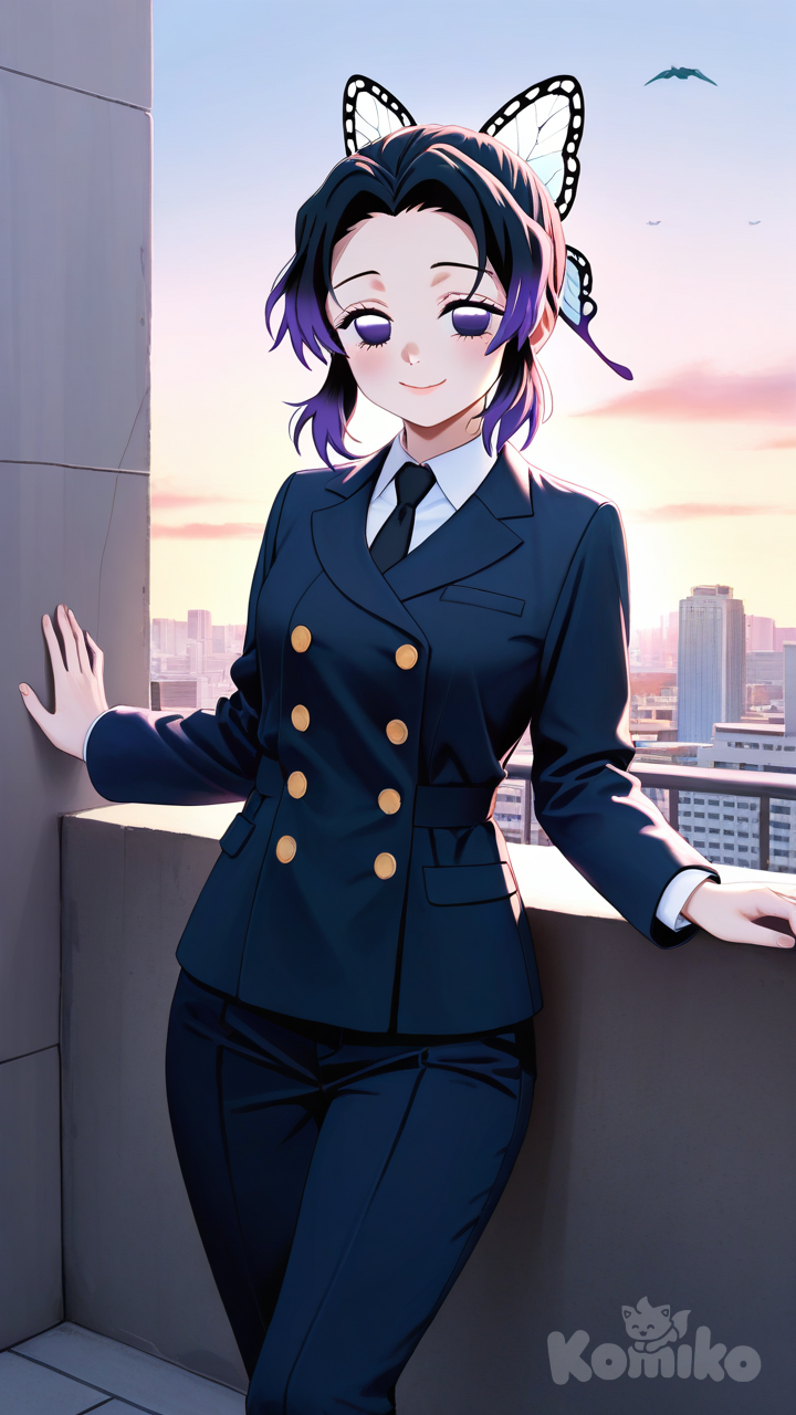 Shinobu in Tailored blazer + trousers (pantsuit)