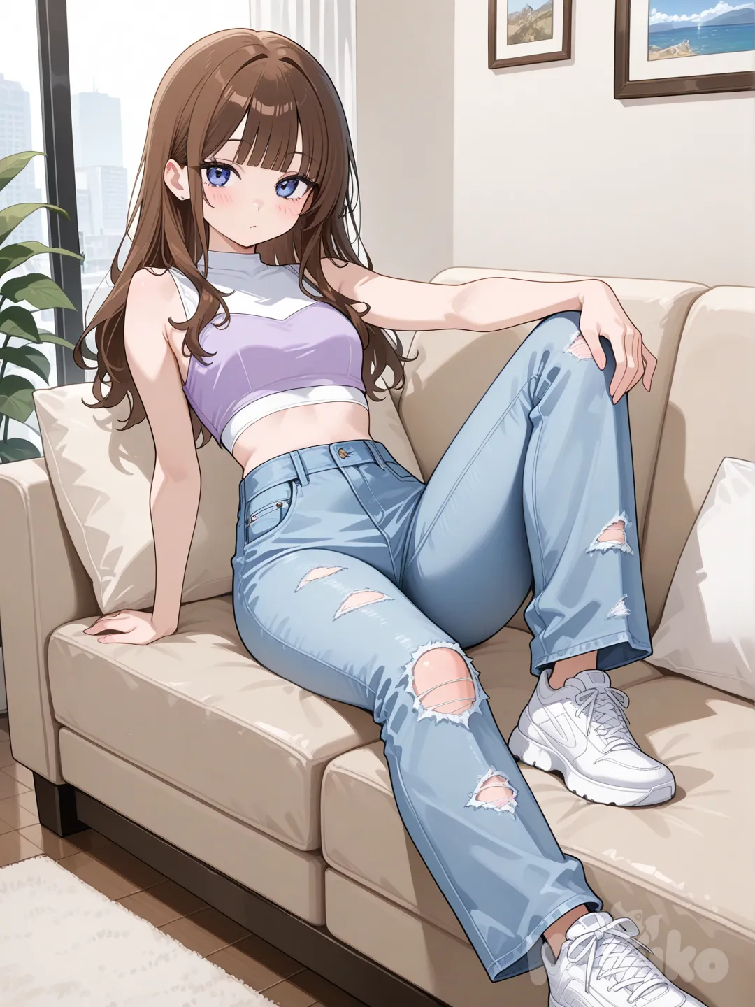 @maddie-fenton-oHuB, sentada no sofá da sala