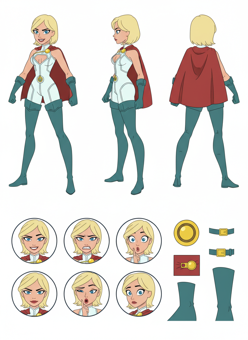 Animated Power Girl Character Sheet (Alternate)
