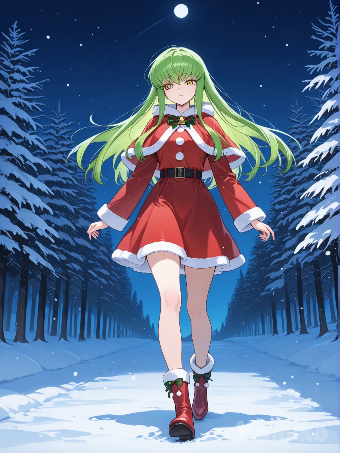 c.c., christmas suit,walking in the snow