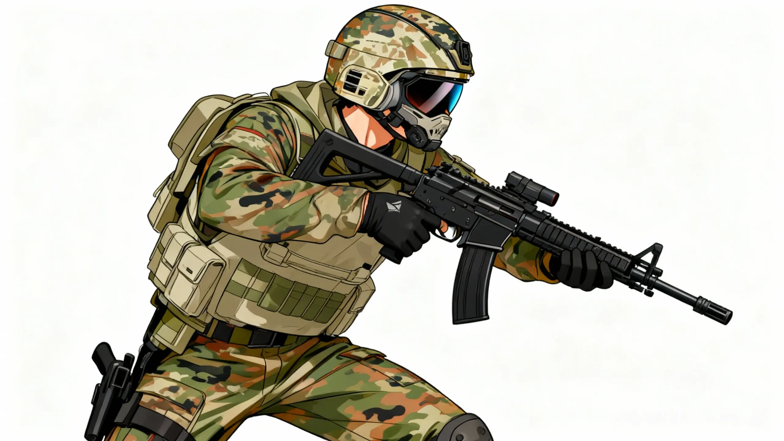  Dynamic pose, The head is turned to the right, The whole body is visible, Is in a fighting position, Upgrade your character, The manhwa style