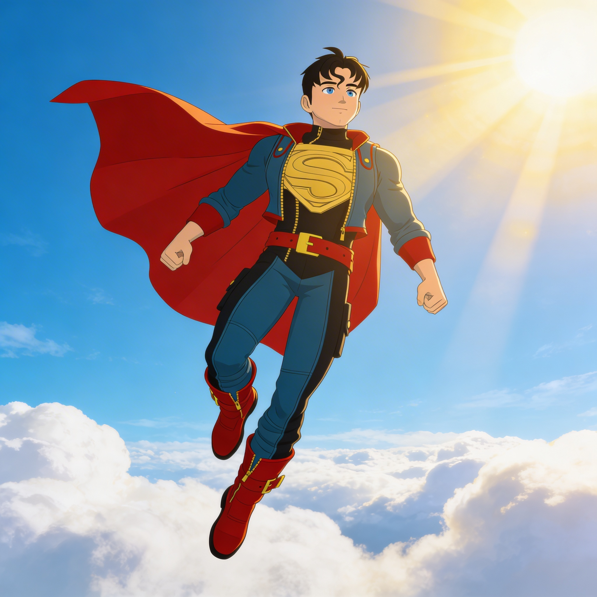 2026-04-11-1775889306149 floating in the sky above the clouds. The sun shines brightly