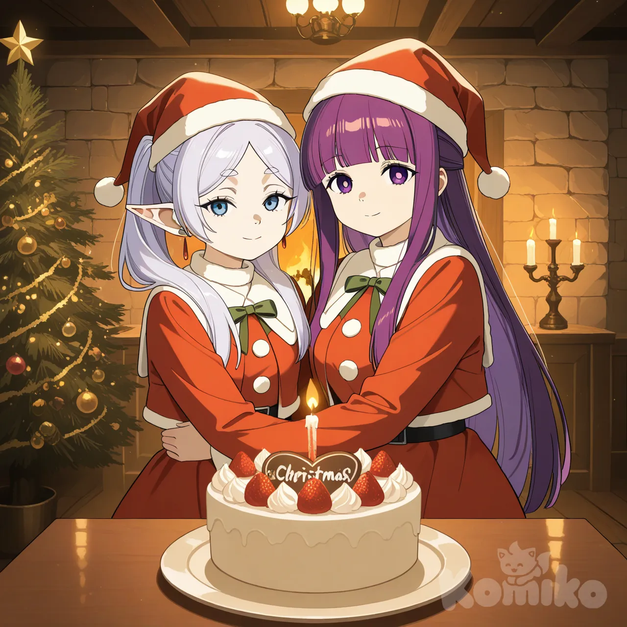 @Frieren, @Fern_(Sousou_No_Frieren) celebrando en noche buena.
