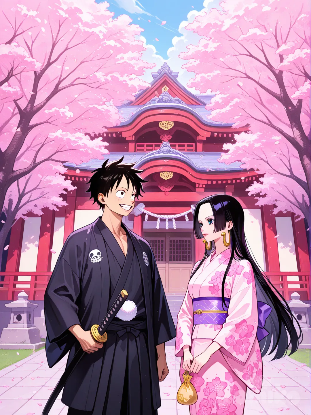 @Boa_Hancock x @Monkey_D._Luffy : fuedal japan.