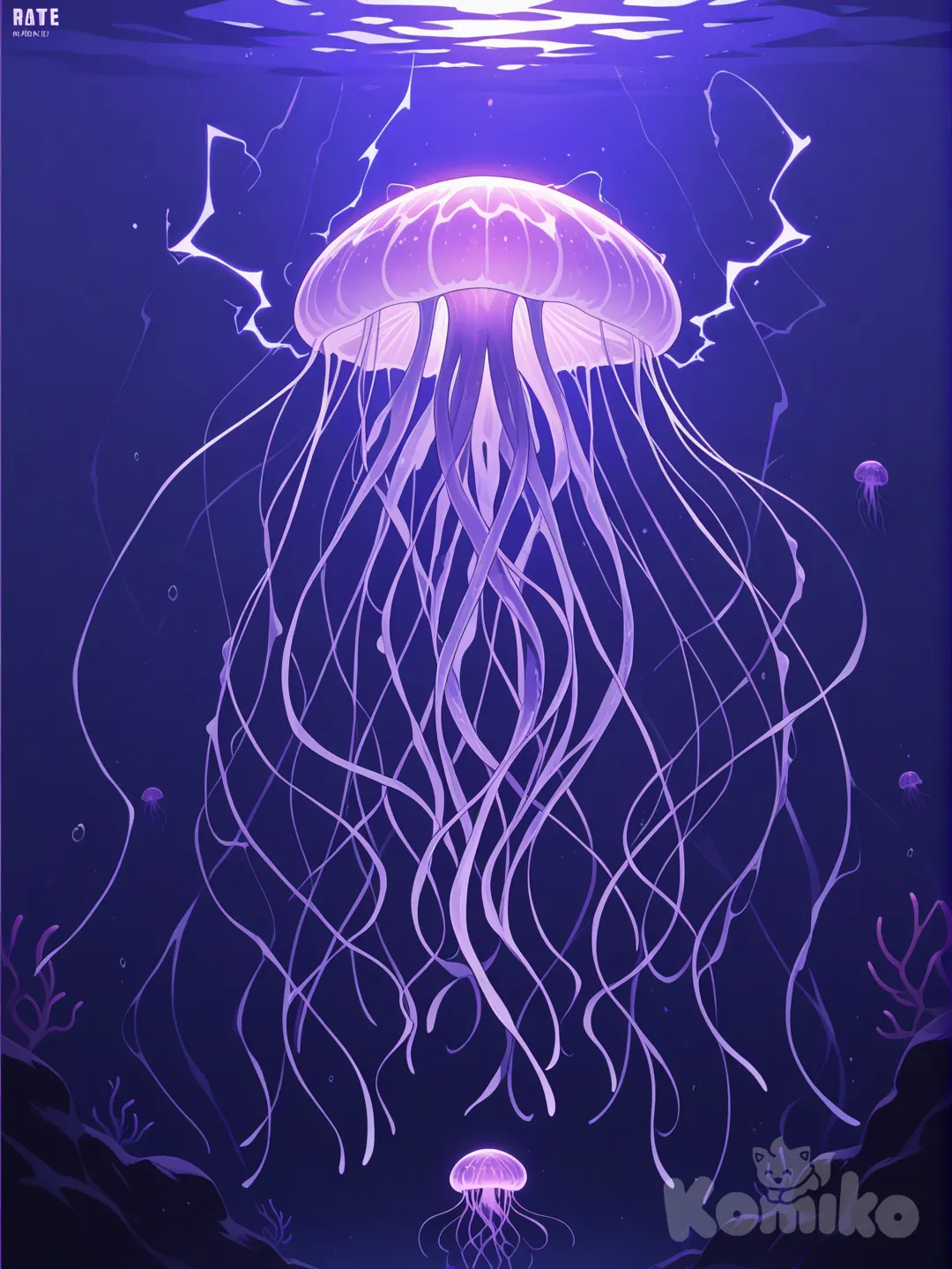 electric jellyfish with purple and white colors