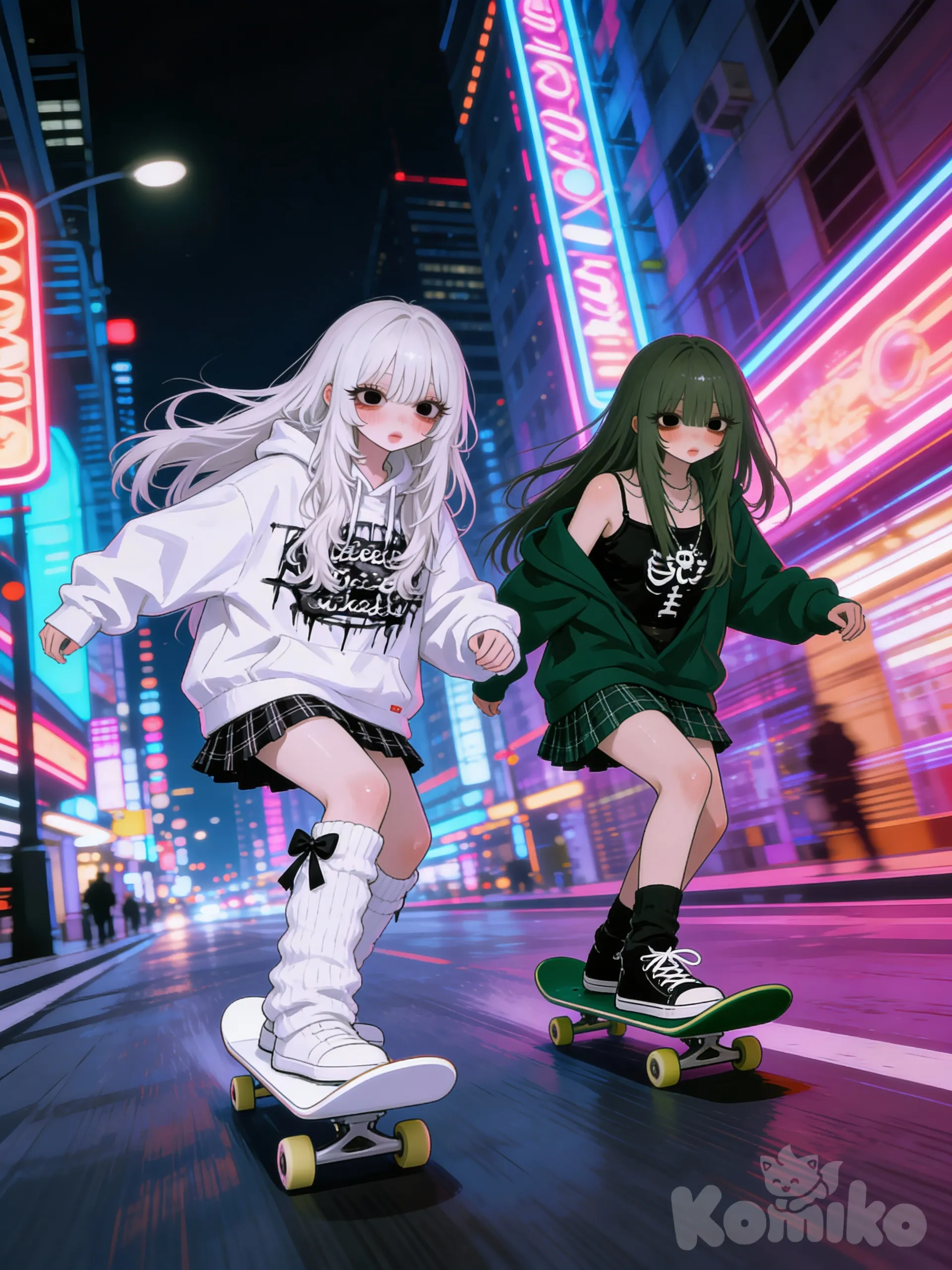 Y/N and Miyu vibing (White=Y/N, Green=Miyu)