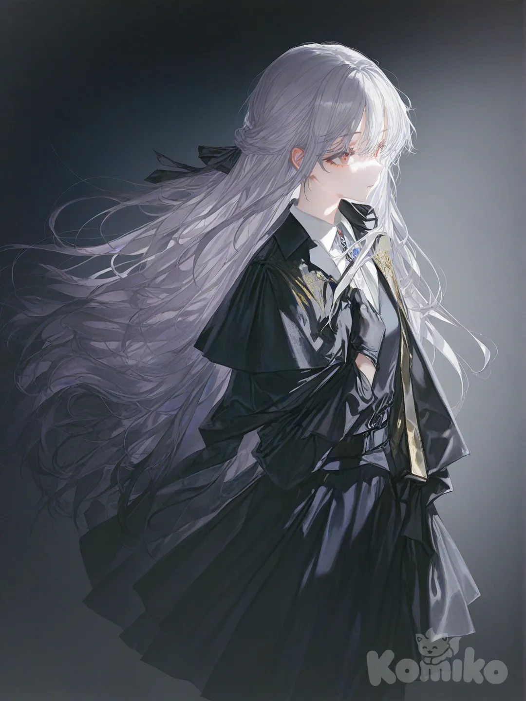 1girl,waifu, @Jean_(Genshin_Impact), [soft-light-illustration-style], holding sword, pajamas, wedding veil, twin tails, rainbow, evil smile, crying, twilight, leaves falling, waterfall