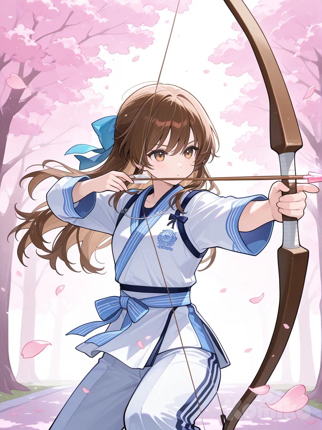 Traditional Japanese archery (Kyūdō) + modern competitive archers.

Appearance:

Long dark-brown hair tied in a kyūdō-style ribbon

White-and-navy archery uniform

Cherry blossom petals swirl around her when she draws her bow

Actions:

Shoots arrows guided by petals

Can summon a “blossom storm” that blinds enemies

Creates spirit bows made of light

Why She Feels Real:
Her stance, form, and discipline follow real archery traditions.