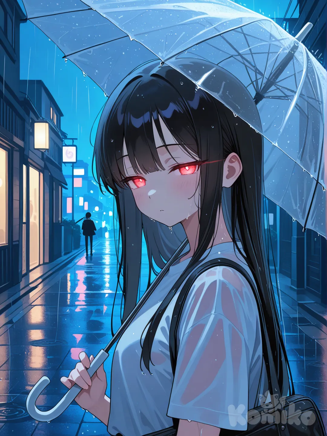 Dark hair, umbrella, dreamy look ☔