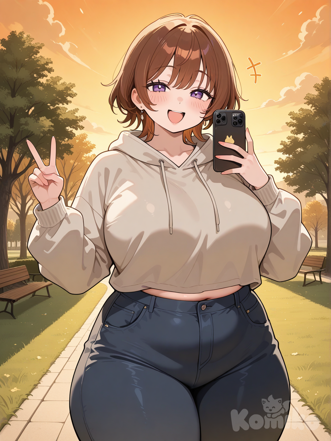 Beautiful girl goes to the park 