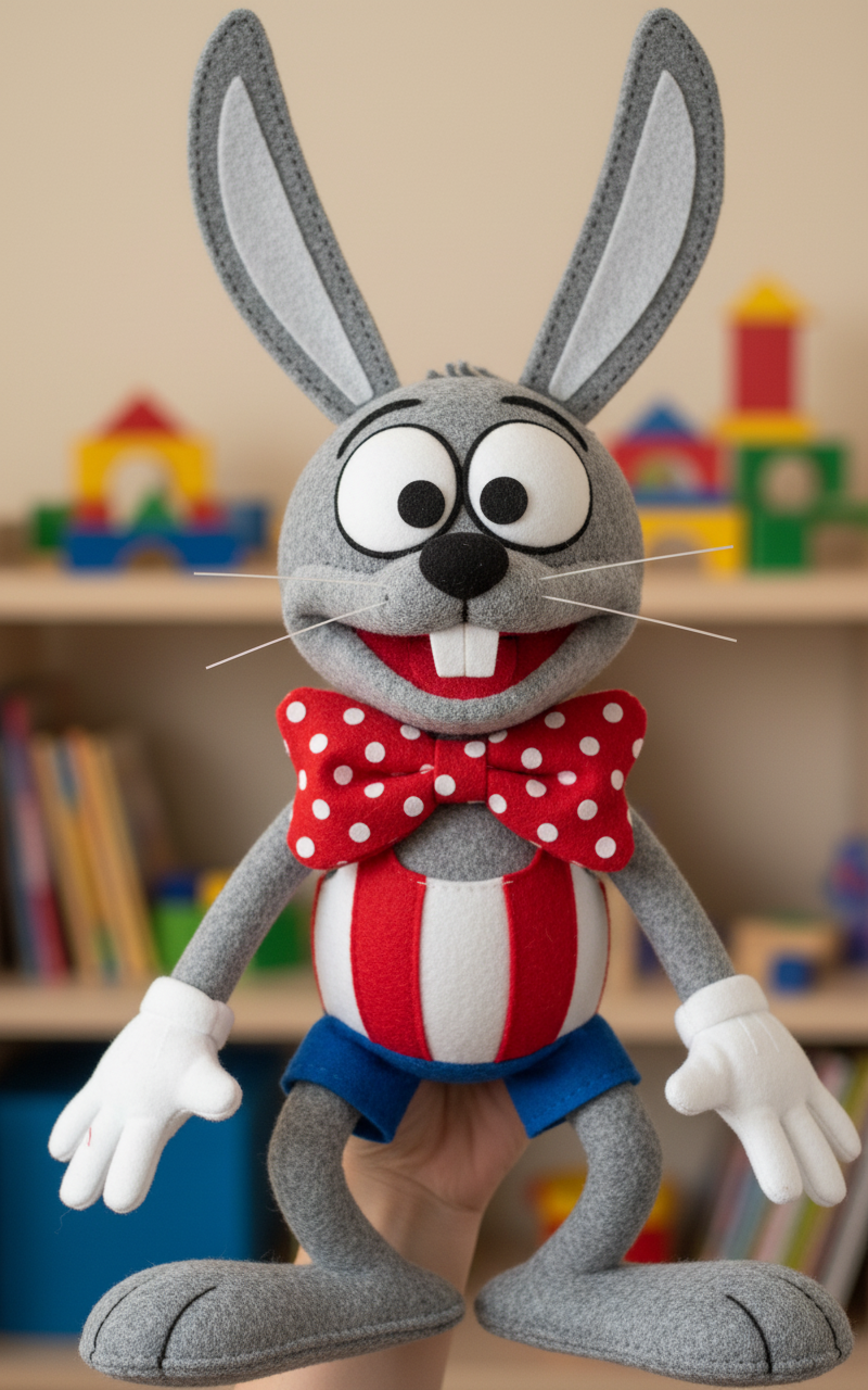 Make realistic hand puppet of Nestor rabbit make sure it look good and its hand puppet that can fit muppets or Sesame Street but I just want to see hand puppet of nestor rabbit make sure it accurate and good