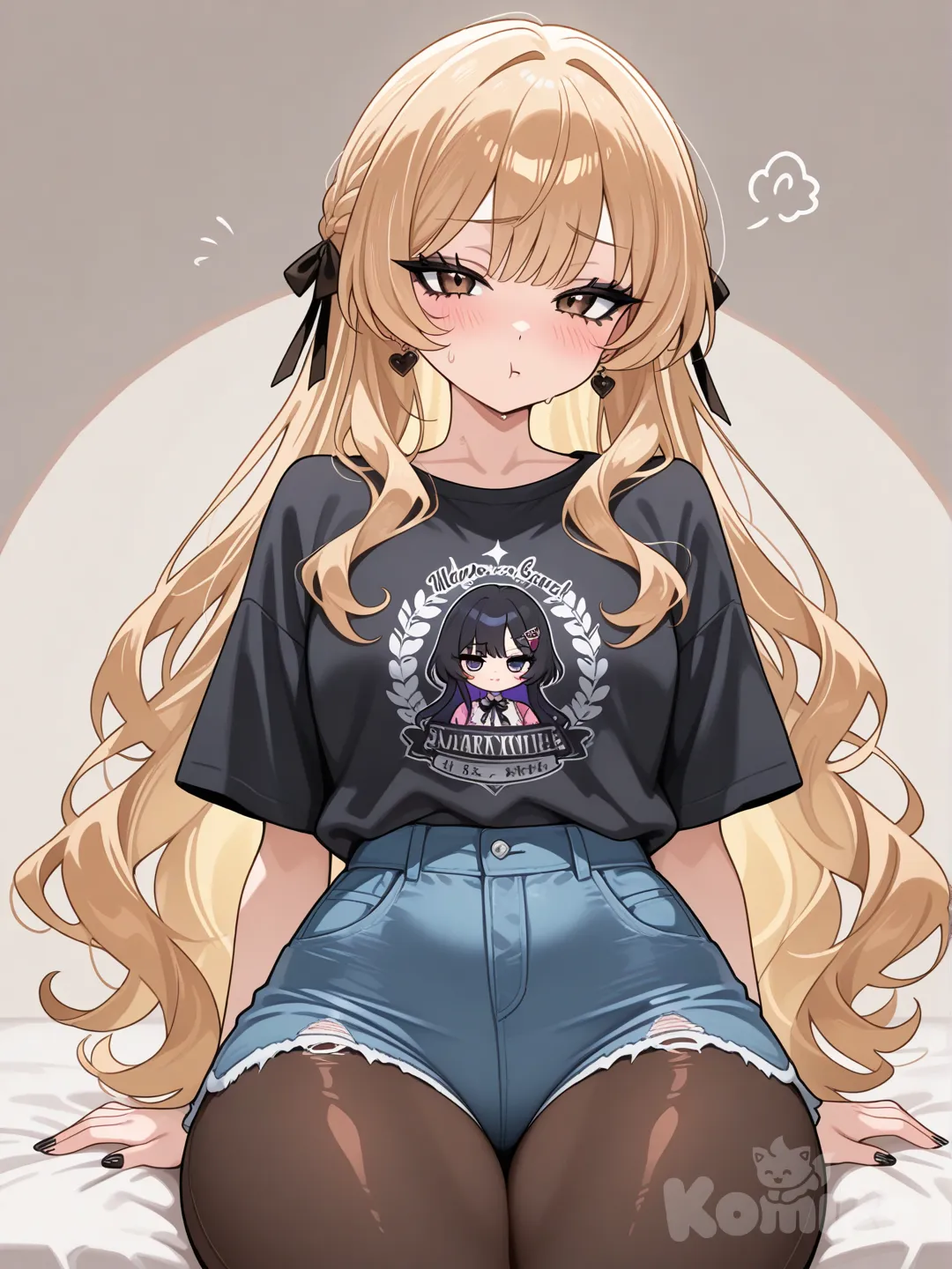 Age: 

19

Hair:

Rich chocolate-brown, long and wavy. She wears it half-up with a claw clip when she’s annoyed but usually just messy and unstyled when chilling.

Eyes:

Deep hazel with flecks of green. They narrow and roll when she’s mad and soften when she’s pretending not to care.

Body:

Curvy and petite, with soft curves and a round butt everyone, even her, constantly joke about. She’s not entirely insecure — she knows she’s mostly cute and doesn’t mind flaunting it playfully.

Face:

Round cheeks, pouty lips, and a constant change in expression- can go from adorable to angry in mere seconds

Features:

Always has winged eyeliner, chipped nail polish, and a tiny scar on her chin from falling off a scooter as a kid.

Scent:

Warm vanilla and cinnamon — comforting but sharp, like her personality

Clothing:

Casual, comfy, and cute. Loves wearing oversized t-shirts and hoodies which have no writing or images on and she "borrowed" from roomate although she'll never give them back, also loves wearing tight leggings and shorts.