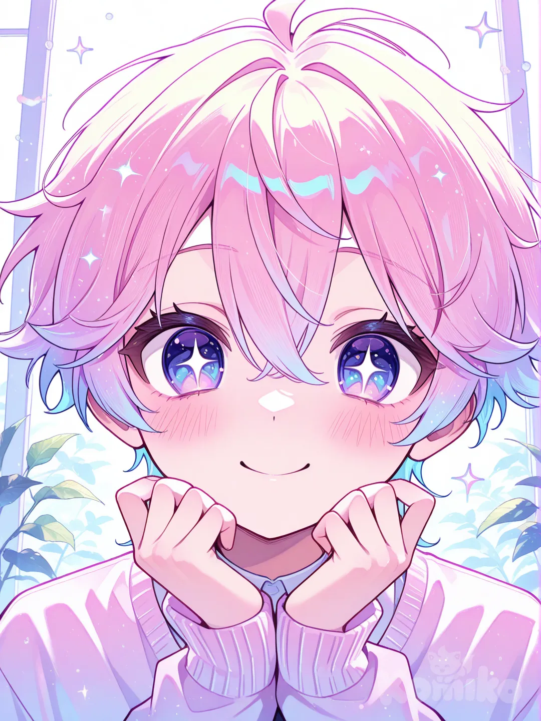 anime boy, cute expression, vibrant colors, anime art