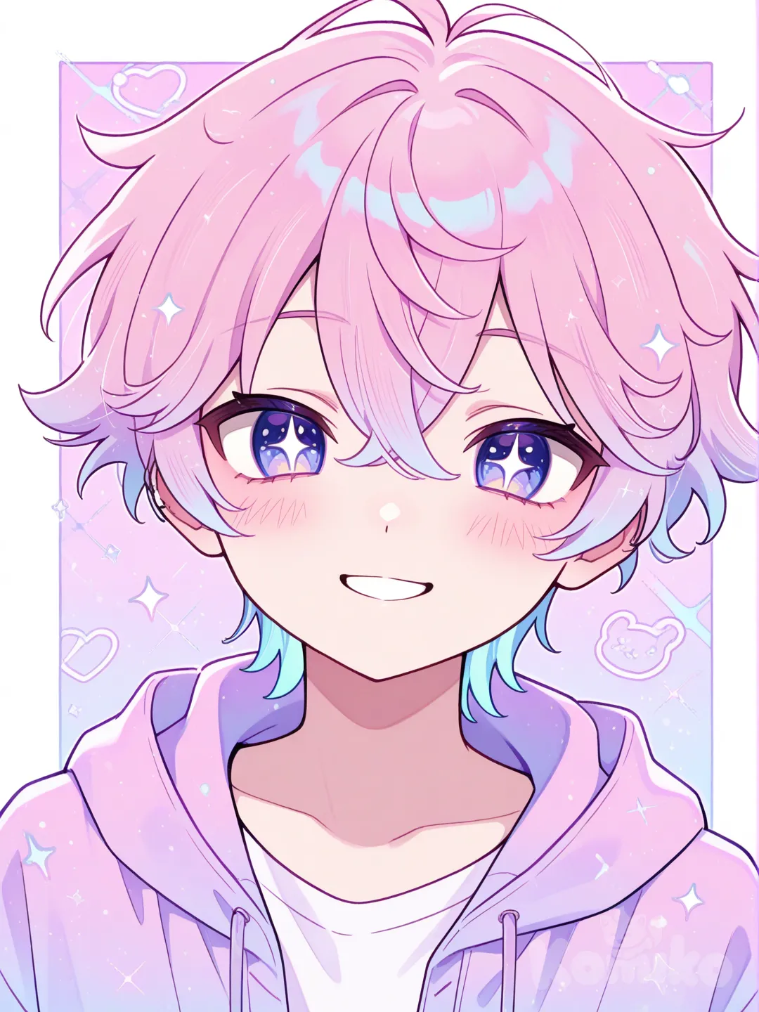 anime boy, cute expression, vibrant colors, anime art