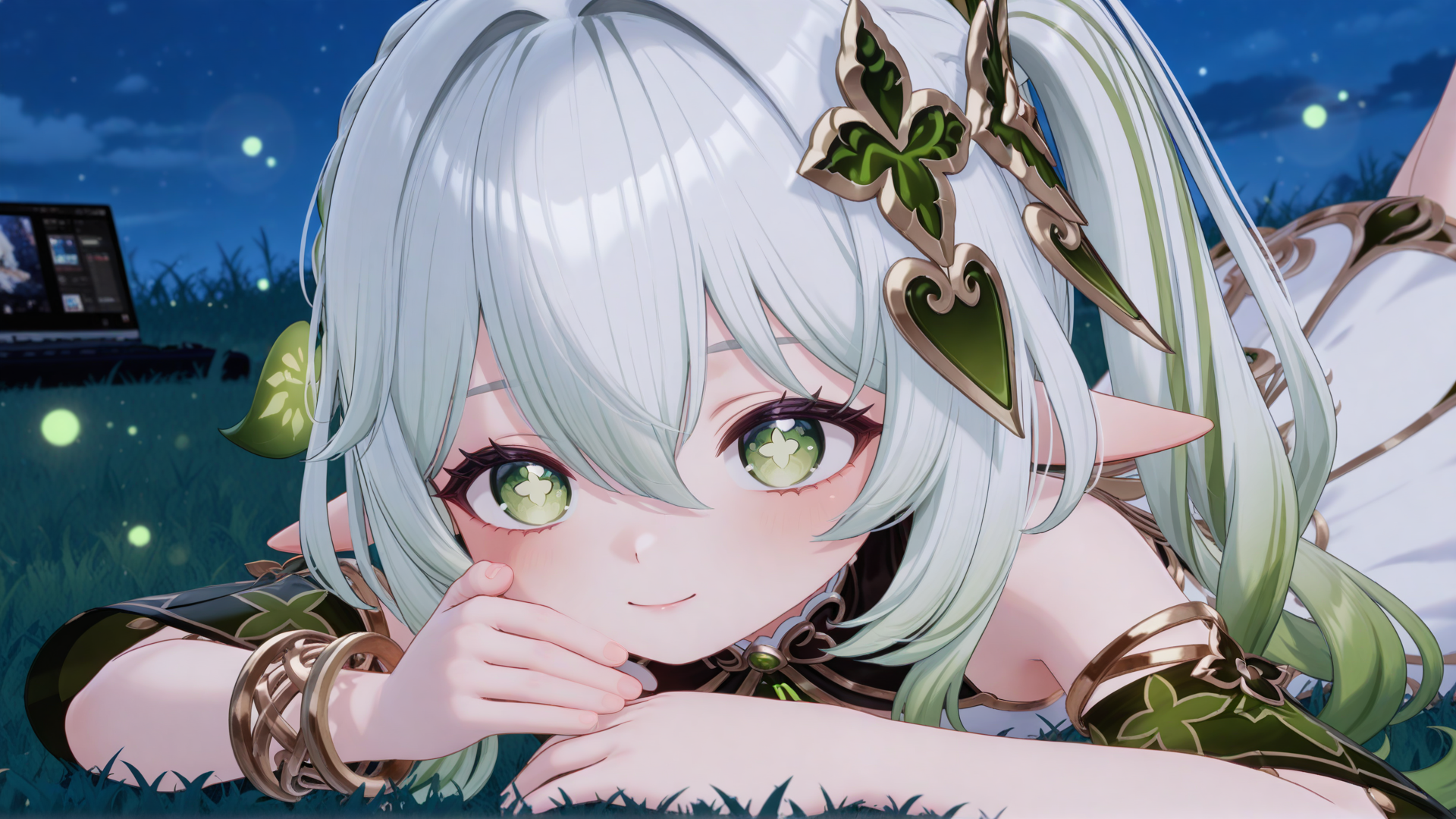 nahida looking fireflies