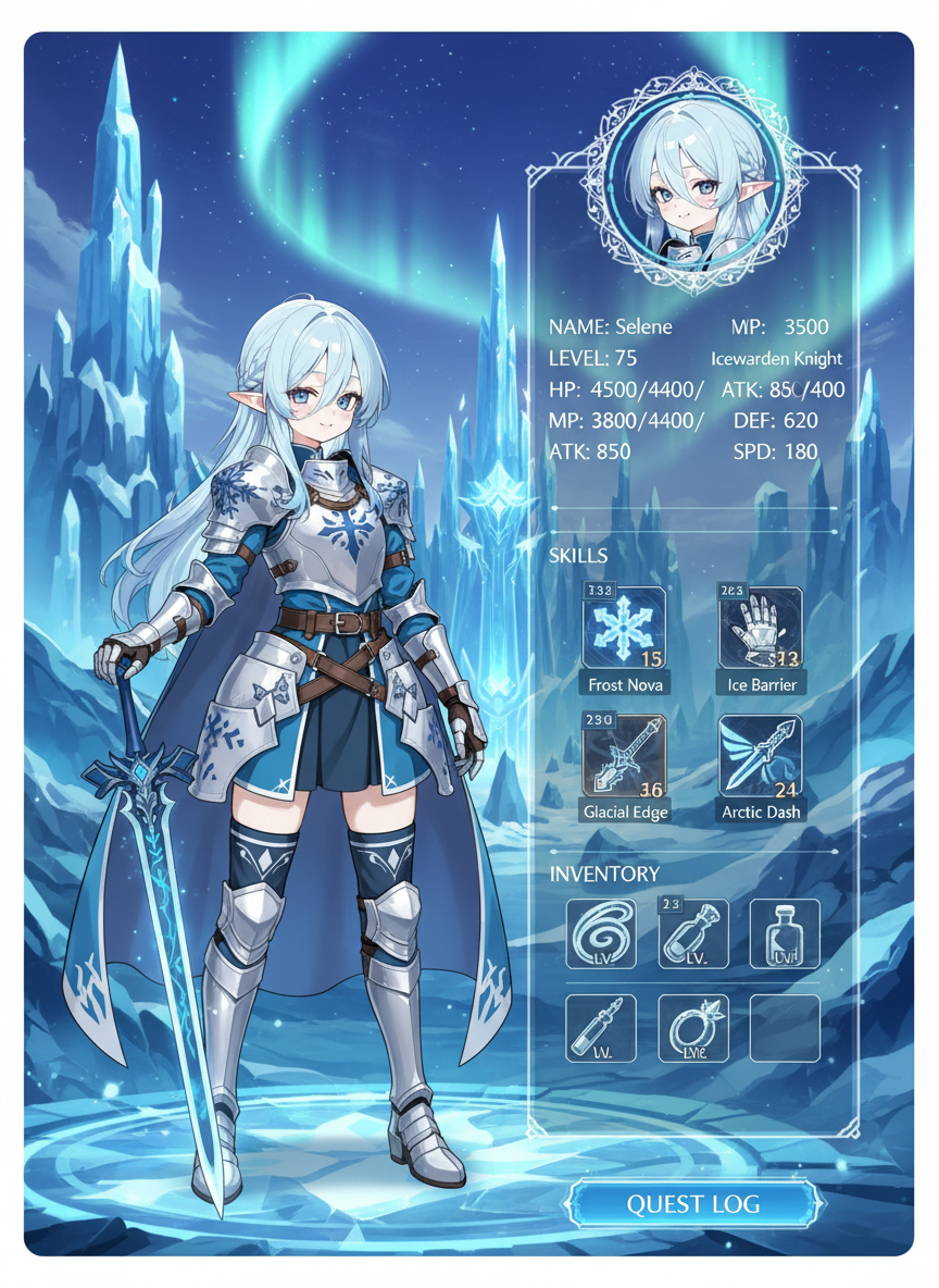 Character Status Screen: Stonia