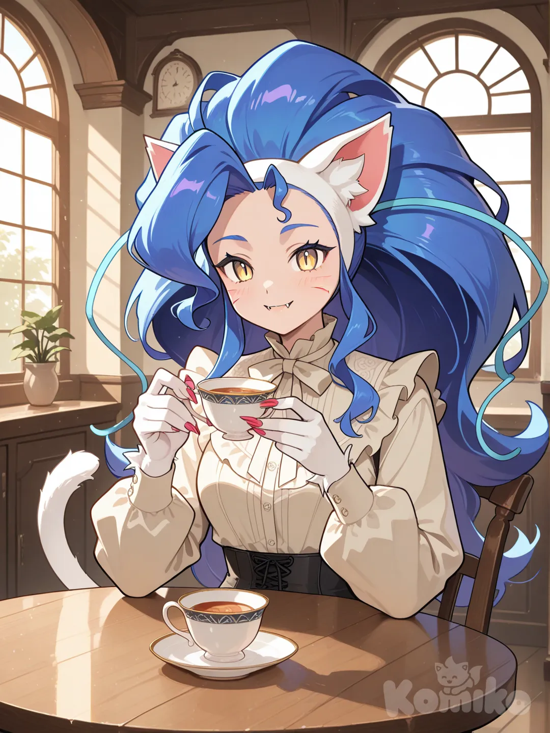 felicia (darkstalkers), tomando té