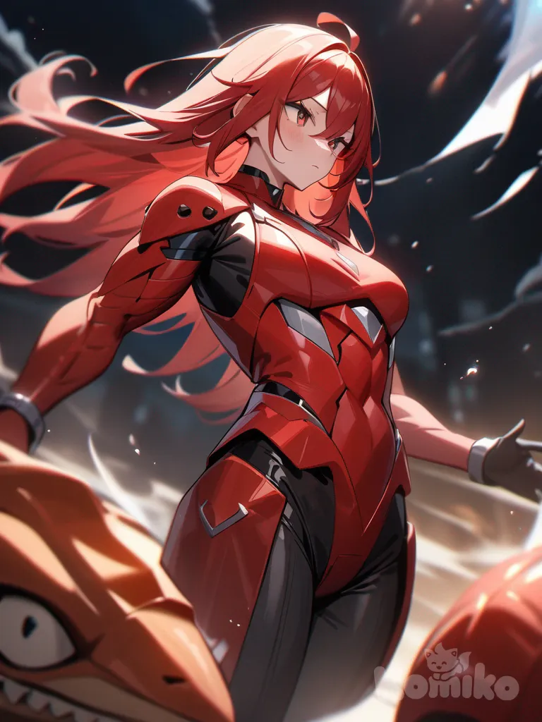 Tritón de cabello rojo largo