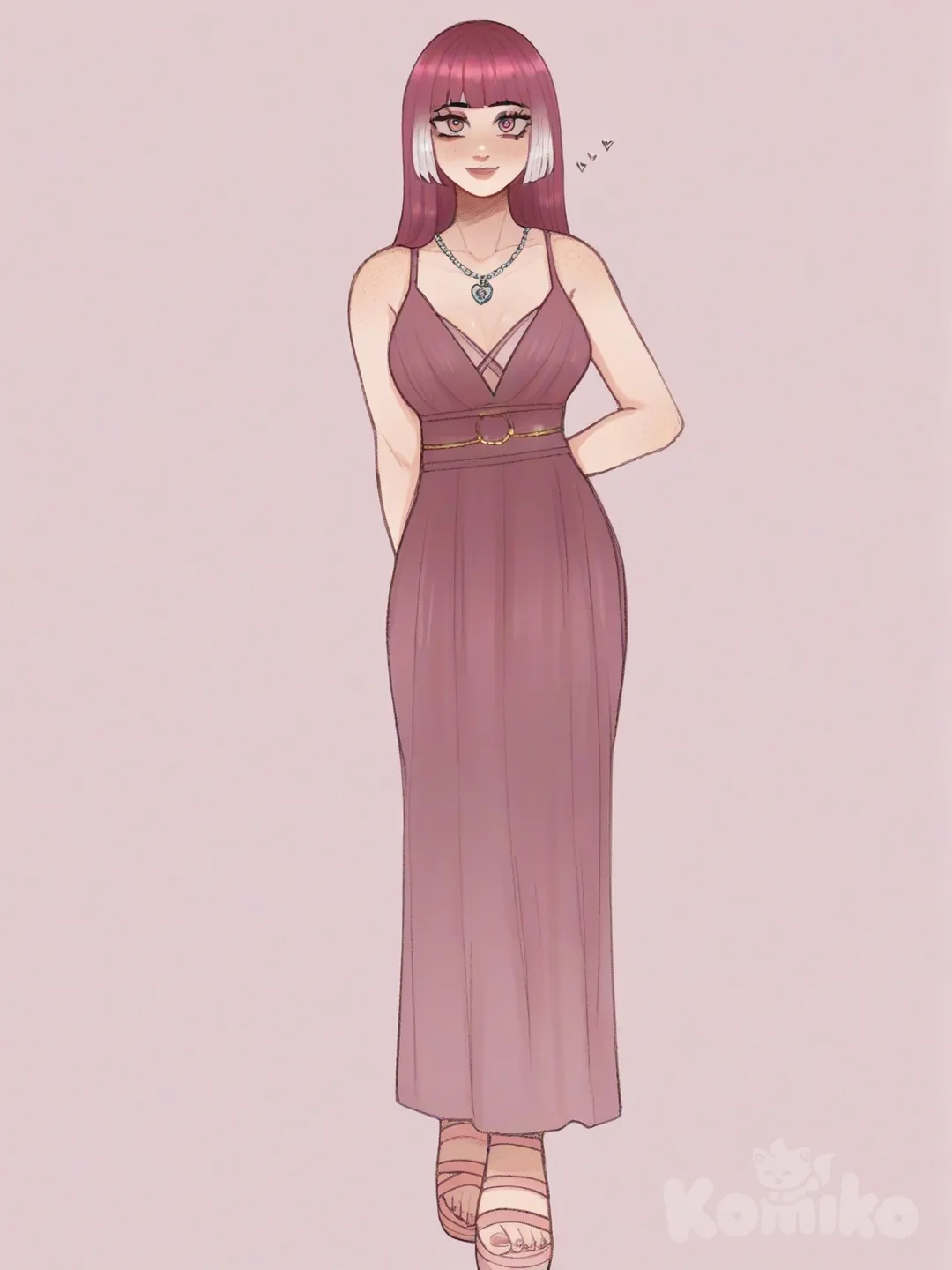 Pink party dress woman