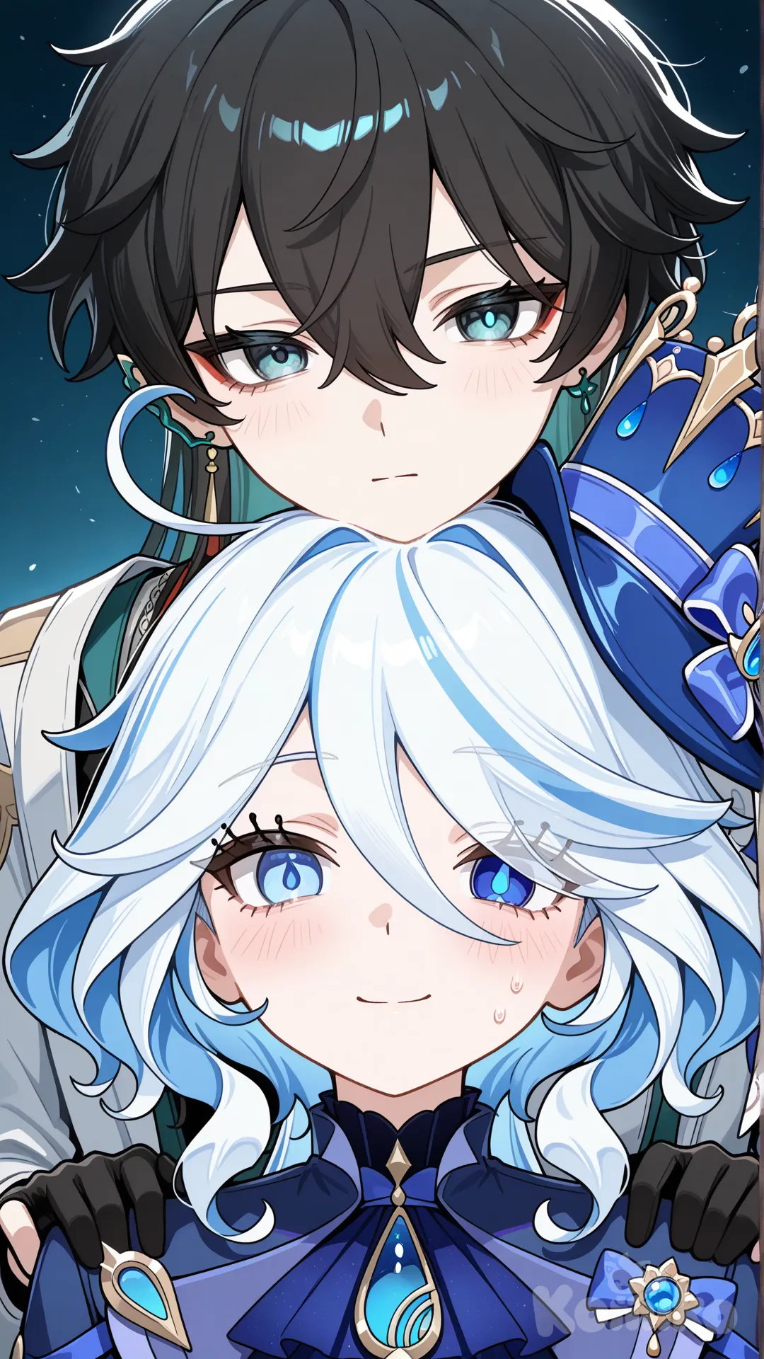 2girls, @Furina_(Genshin_Impact), @Dan_Heng_(Honkai:Star_Rail)