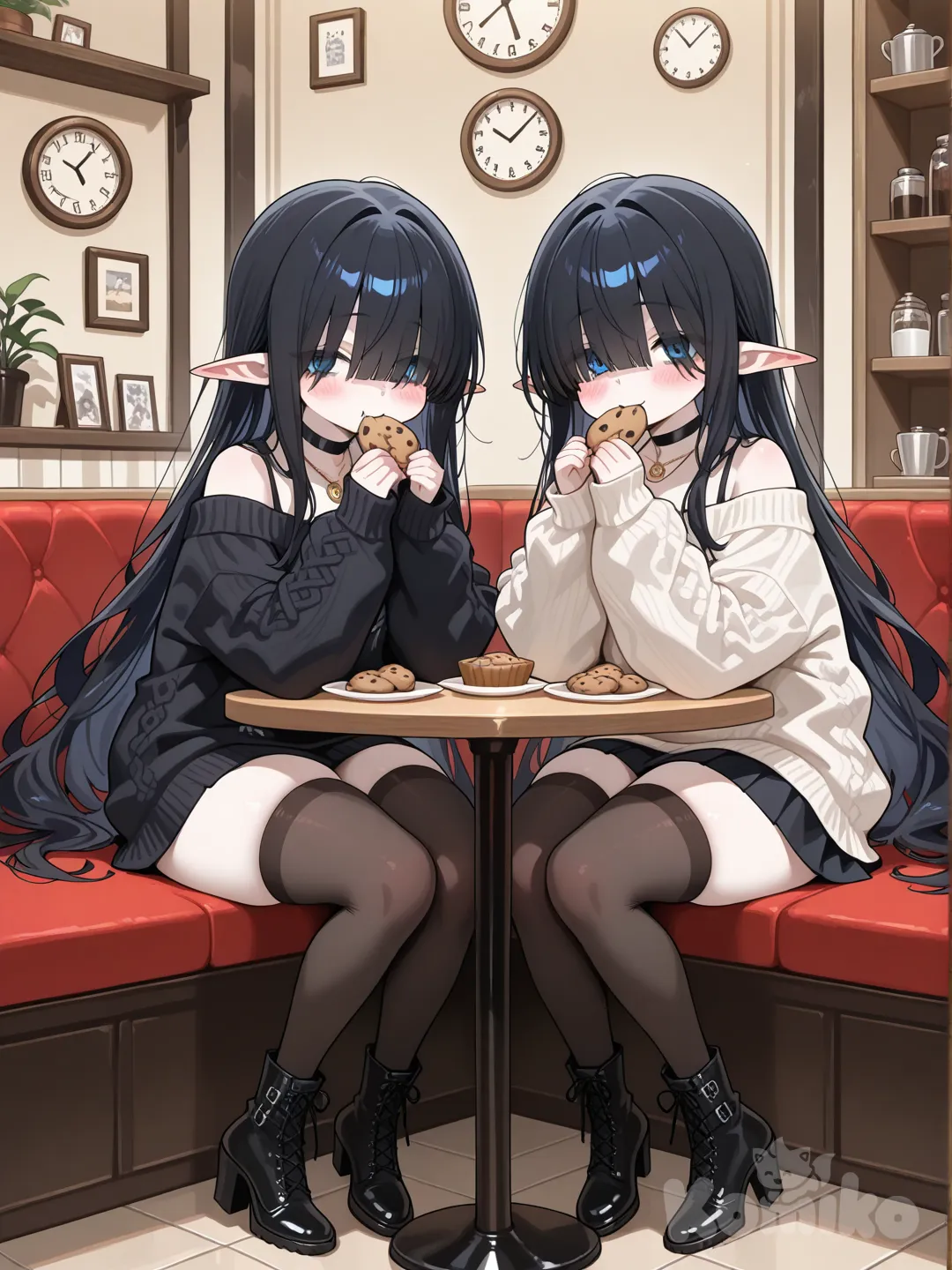 OC Eating cookies at Cafe with the twins 