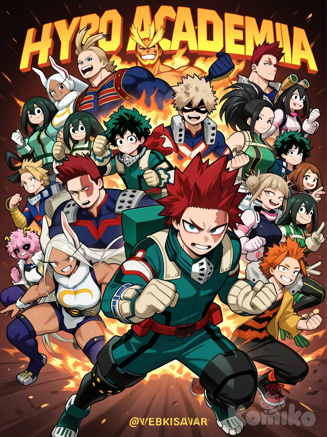 @Hagakure_Tooru, @Kirishima_Eijirou, @All_Might, @Endeavor_(Boku_No_Hero_Academia), @Hawks_(Boku_No_Hero_Academia), @Kaminari_Denki, @Eraser_Head_(Boku_No_Hero_Academia), @Bakugou_Katsuki, @Midoriya_Izuku, @Ashido_Mina, @Uraraka_Ochako, @Hadou_Nejire, @Toga_Himiko, @Asui_Tsuyu, @Togata_Mirio, @Todoroki_Shouto, @Mirko, @Yaoyorozu_Momo