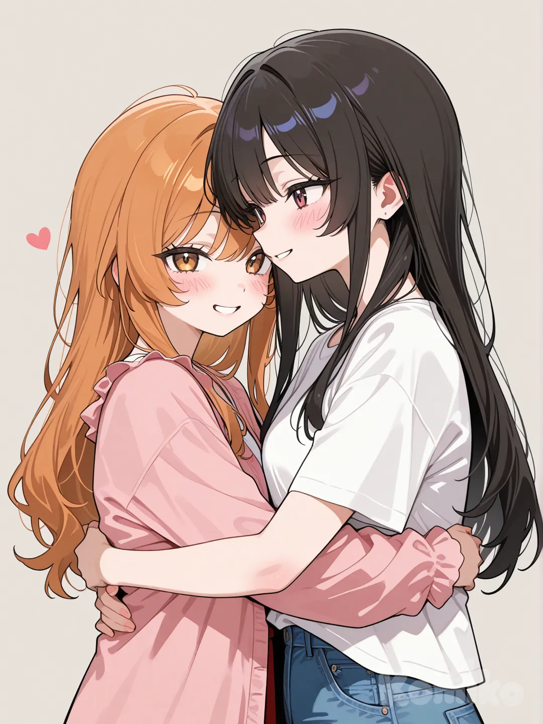 Two girls hugging
