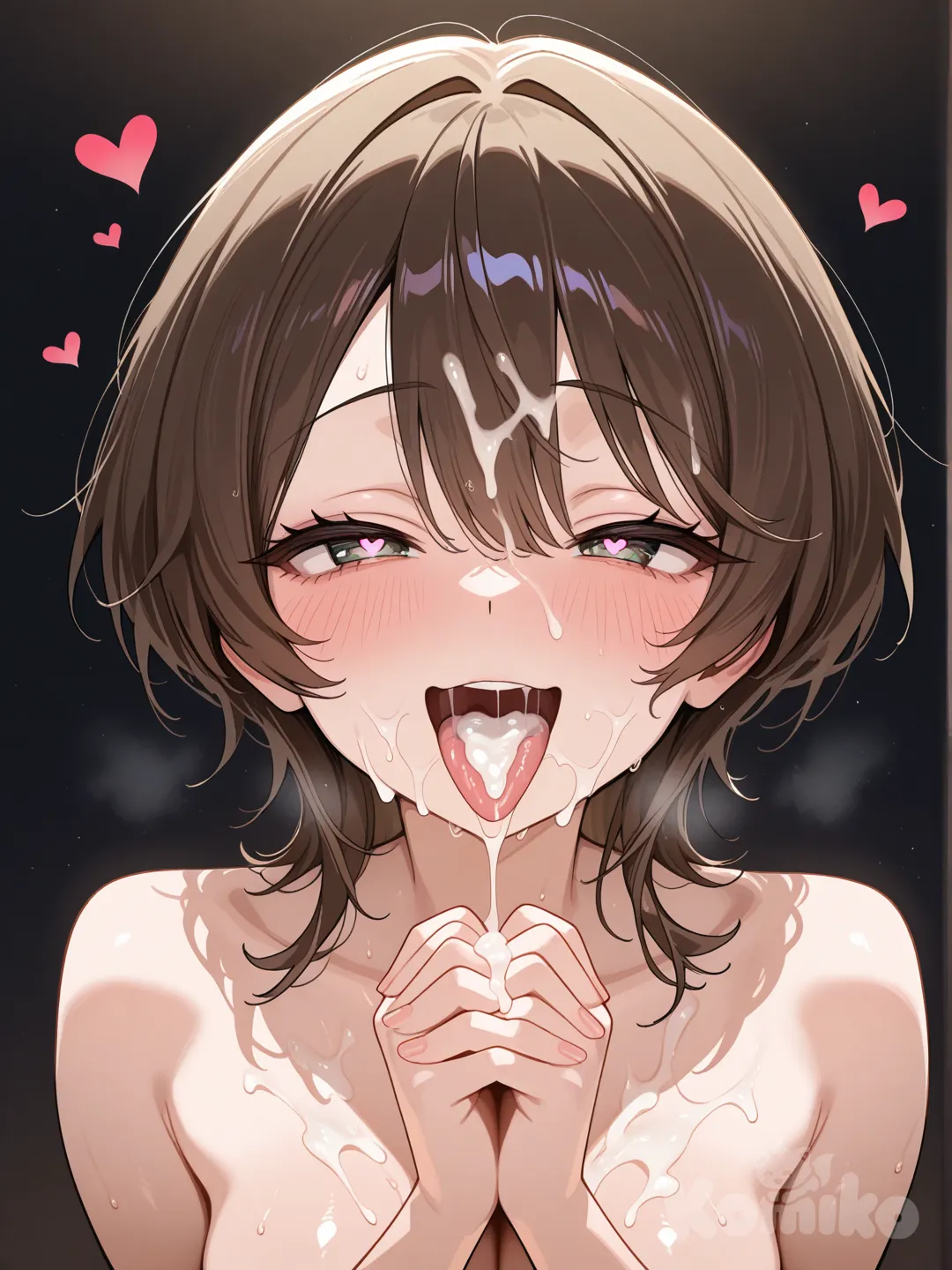 Sexy porn image, ahegao, a lot of cum, cumming face, pray for more cum