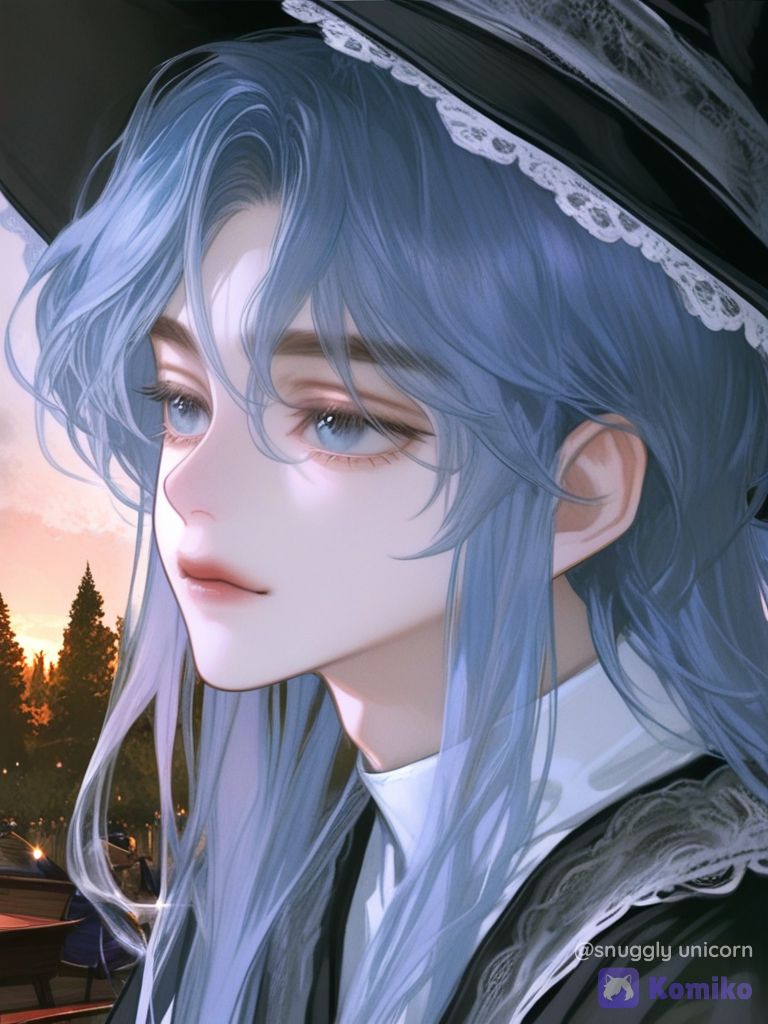 [semi-realistic-portrait-style], 1boy, harry potter in tensura as a child, floating, witch outfit, elven outfit, priest robe, silk, lace, hair accessory, magic orb, anklet, blue hair, tousled hair, barefoot, full body, closeup, twilight, forest, elven ears